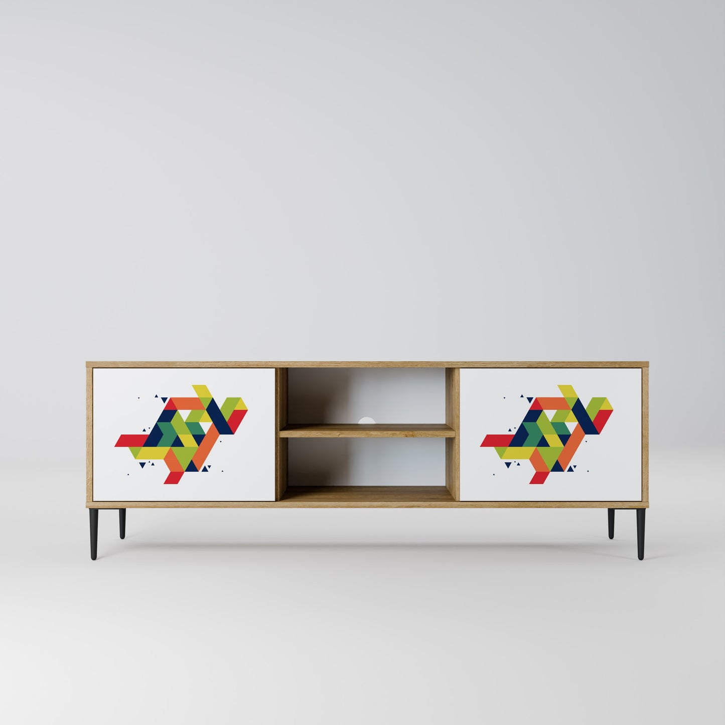 FUTURE SIGN 2-Door TV Stand in Oak Effect