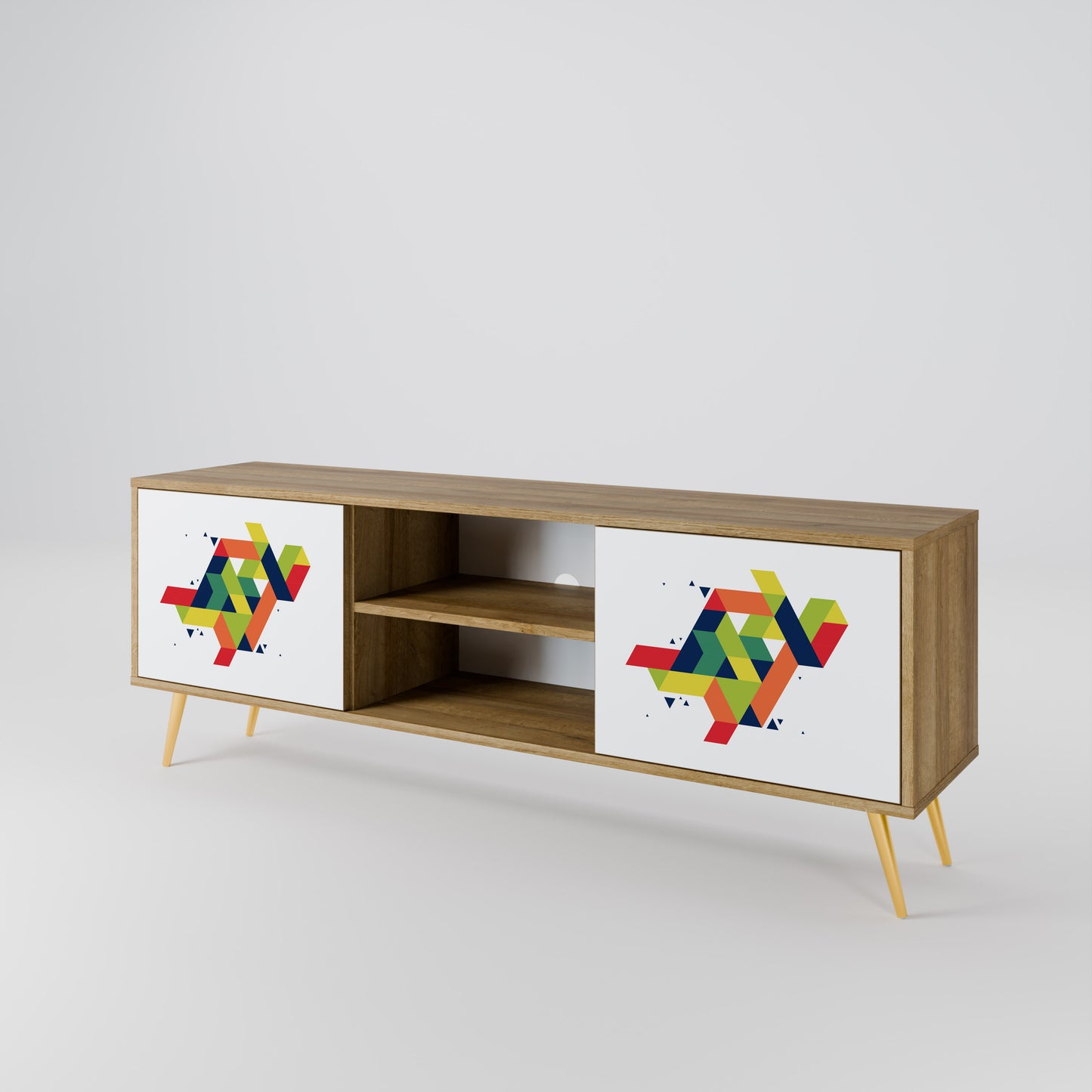 FUTURE SIGN 2-Door TV Stand in Oak Effect