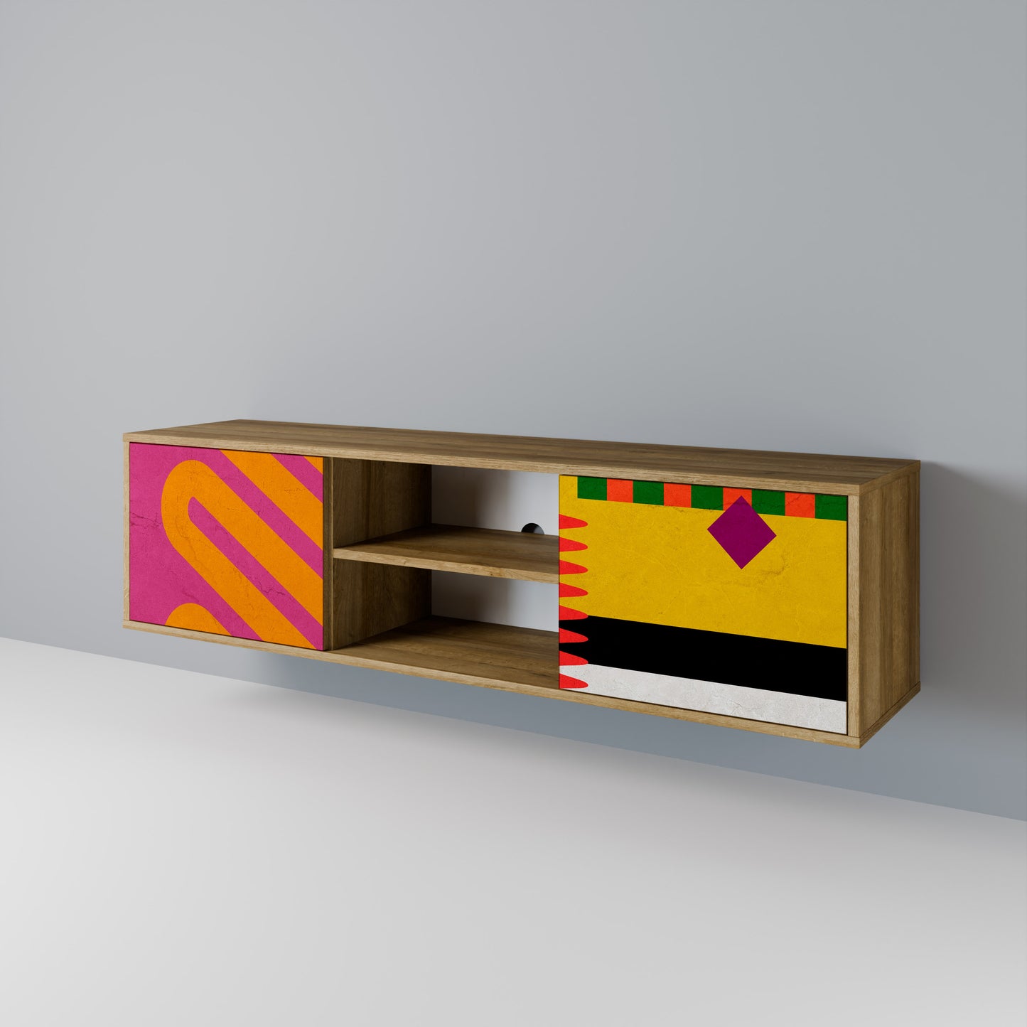 VIVID ART 2-Door TV Stand in Oak Effect