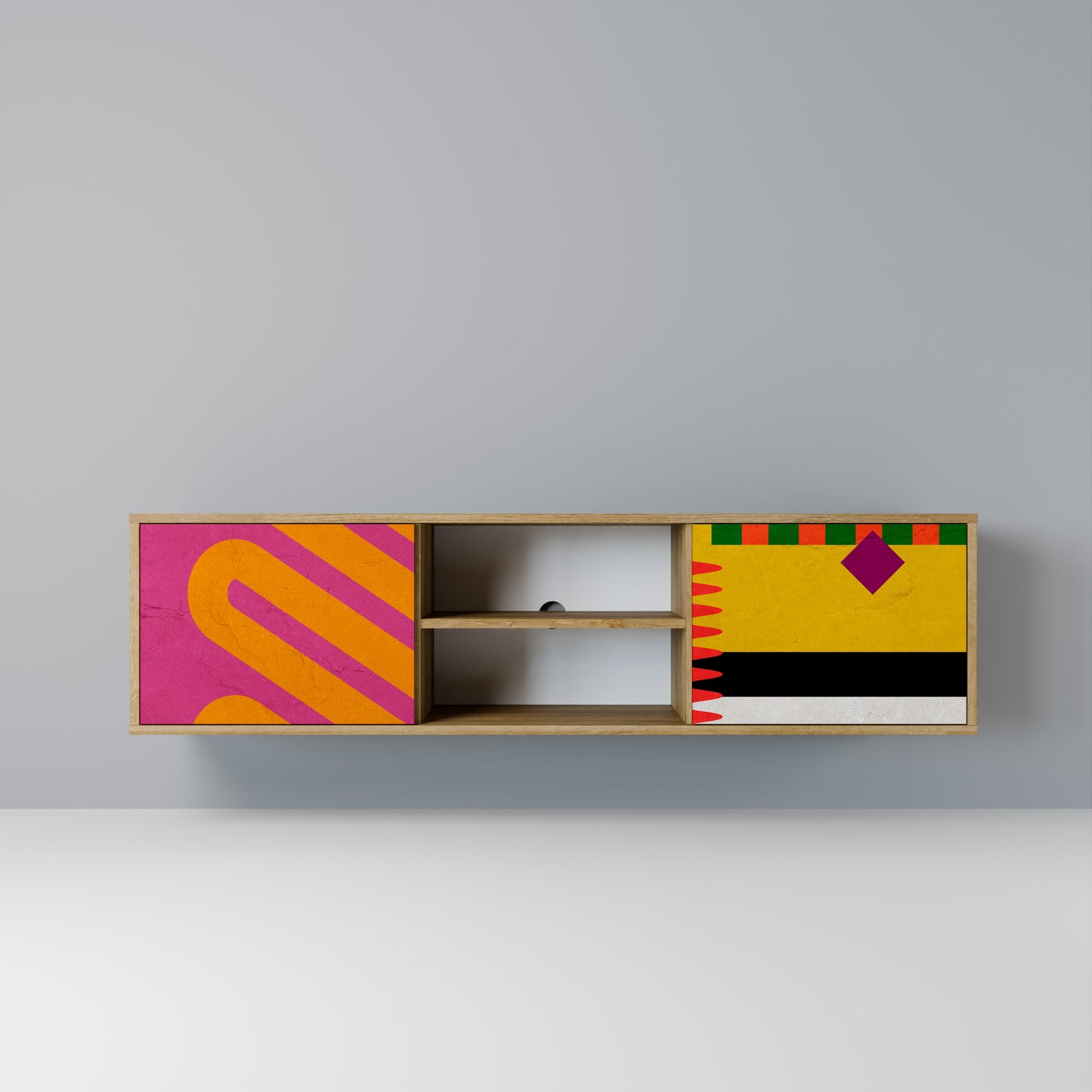 VIVID ART 2-Door TV Stand in Oak Effect