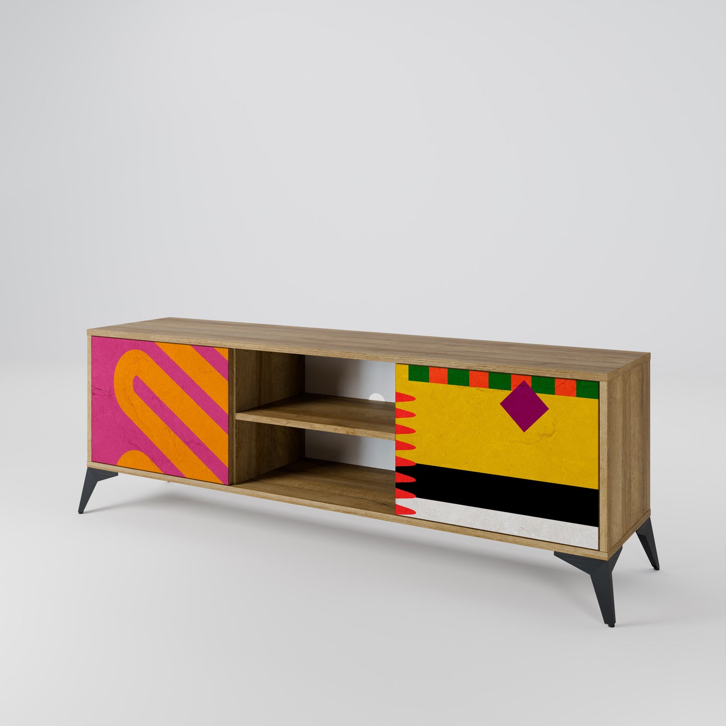 VIVID ART 2-Door TV Stand in Oak Effect
