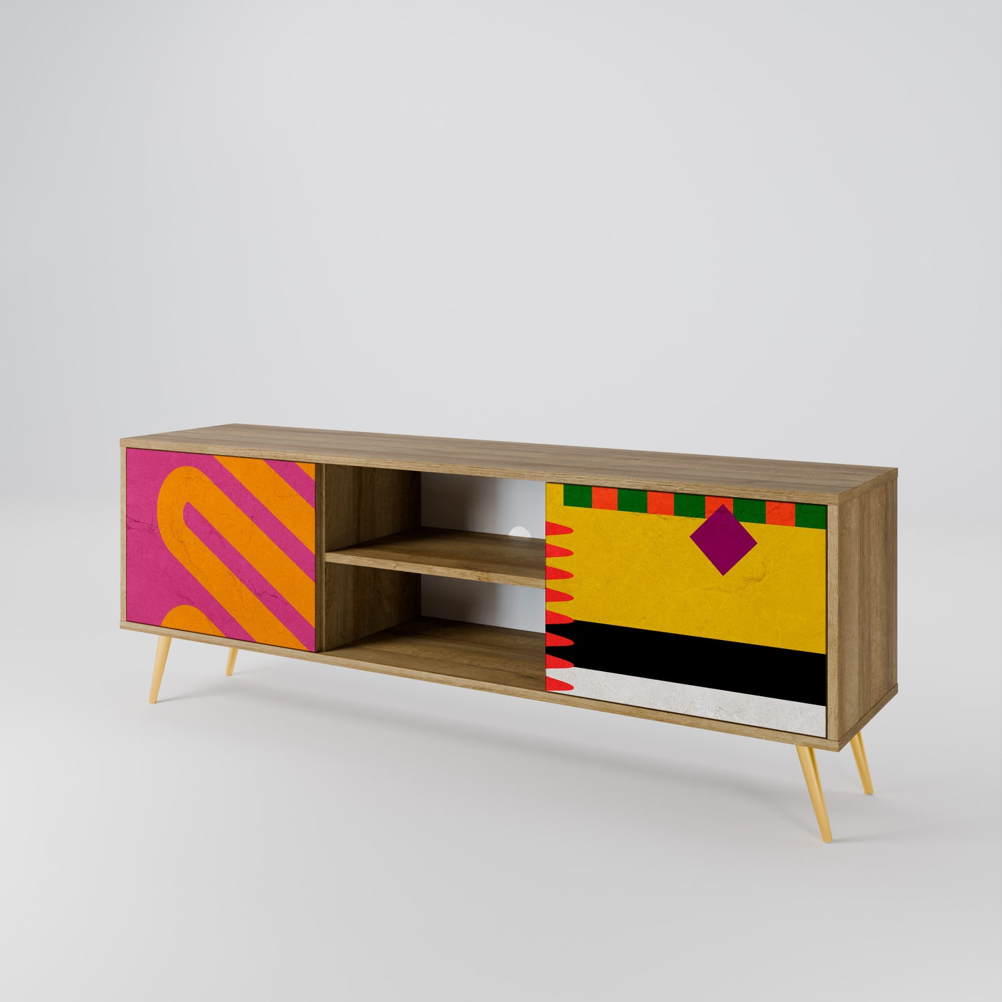 VIVID ART 2-Door TV Stand in Oak Effect