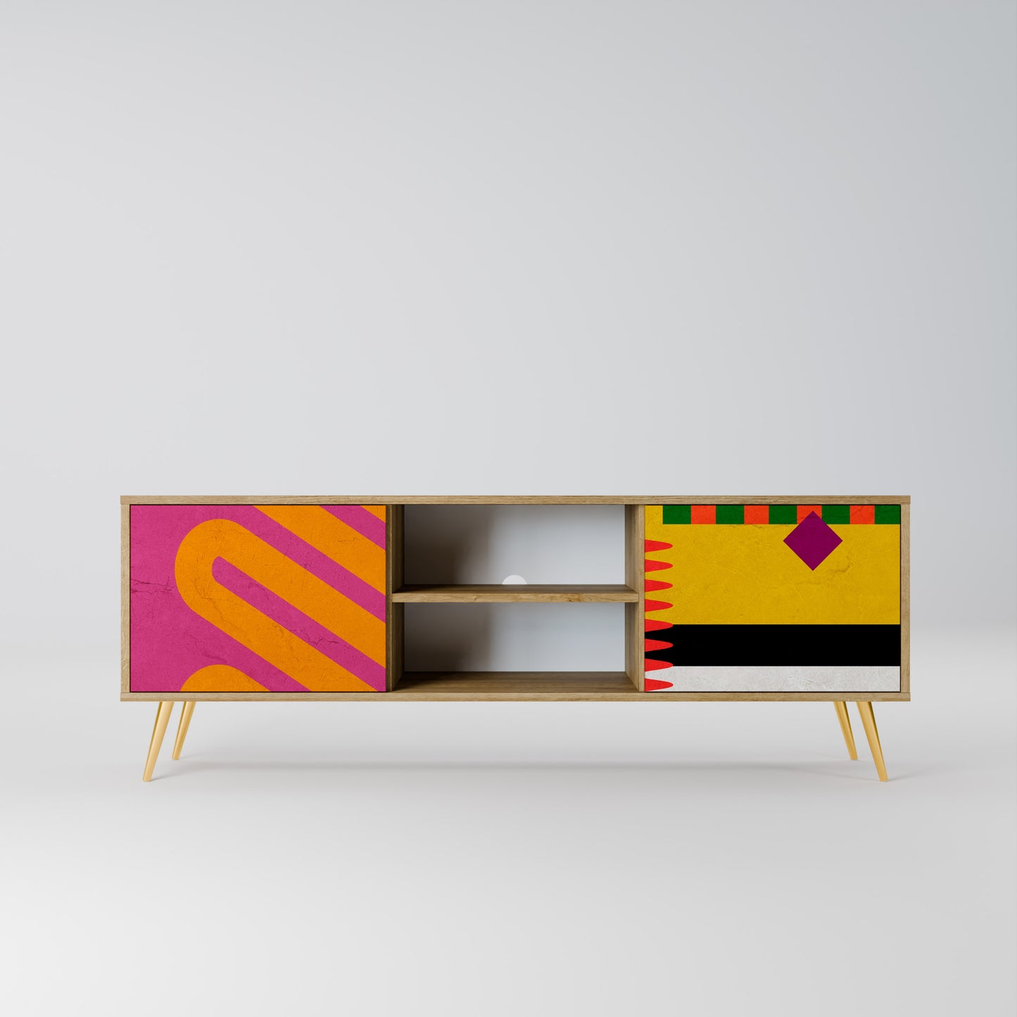 VIVID ART 2-Door TV Stand in Oak Effect