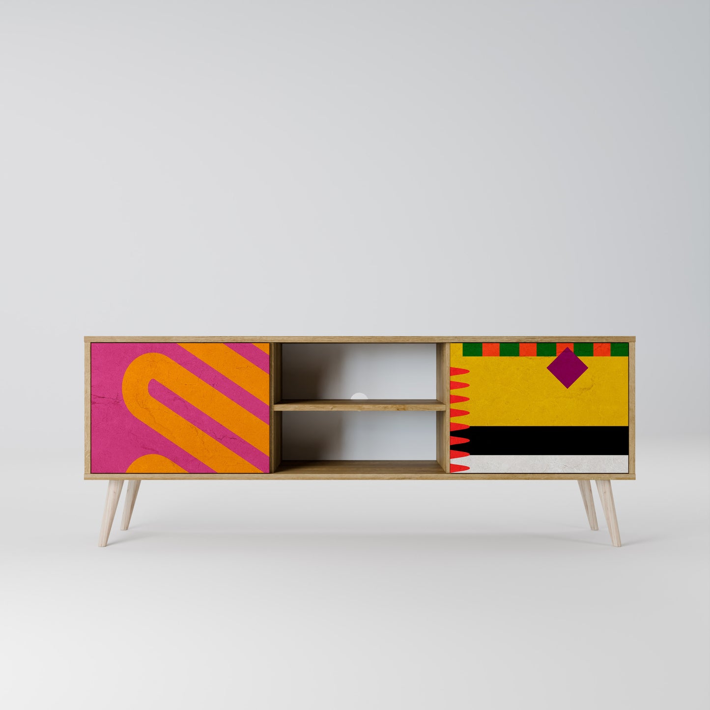 VIVID ART 2-Door TV Stand in Oak Effect
