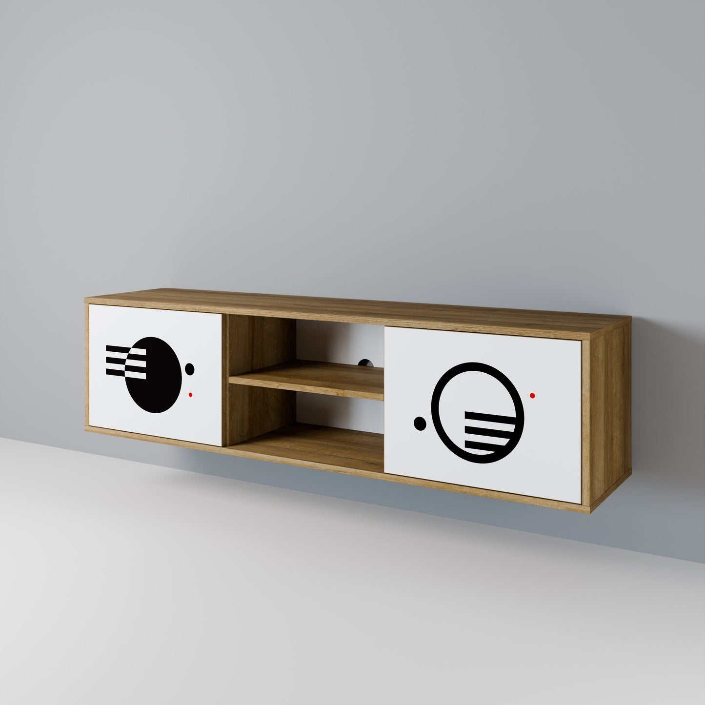 Mobile TV a 2 ante con combinazione bianco e nero effetto rovere