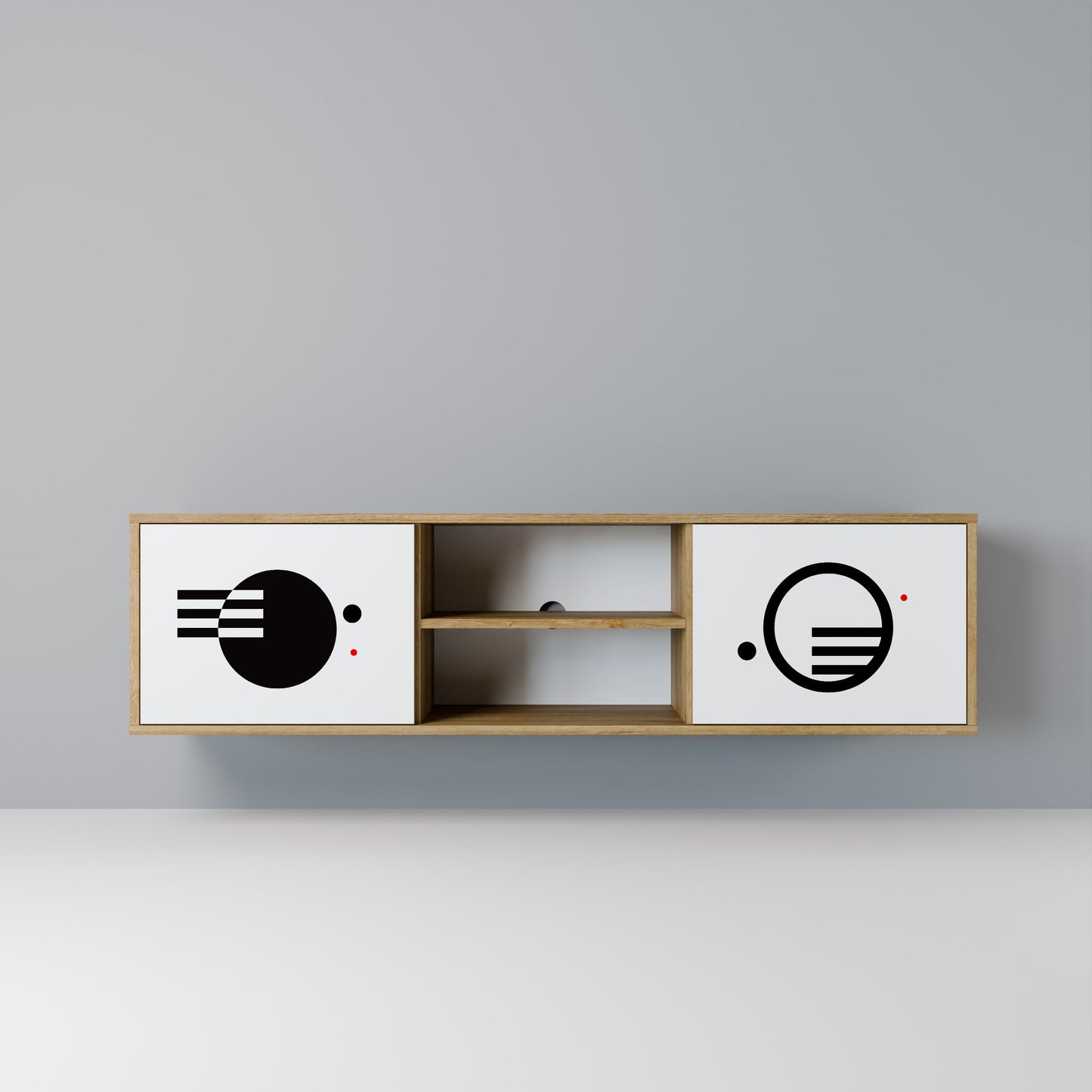 Mobile TV a 2 ante con combinazione bianco e nero effetto rovere