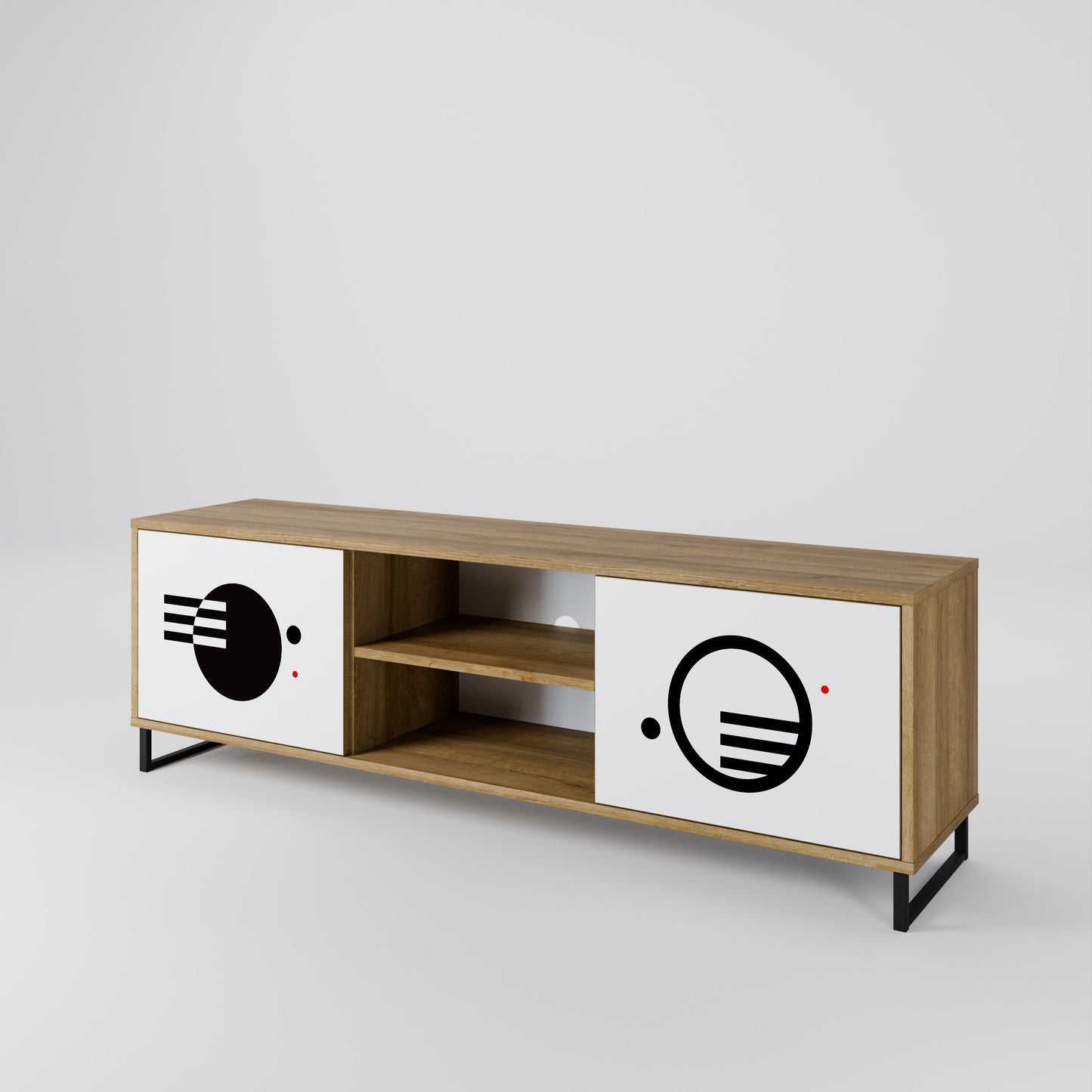 Mobile TV a 2 ante con combinazione bianco e nero effetto rovere