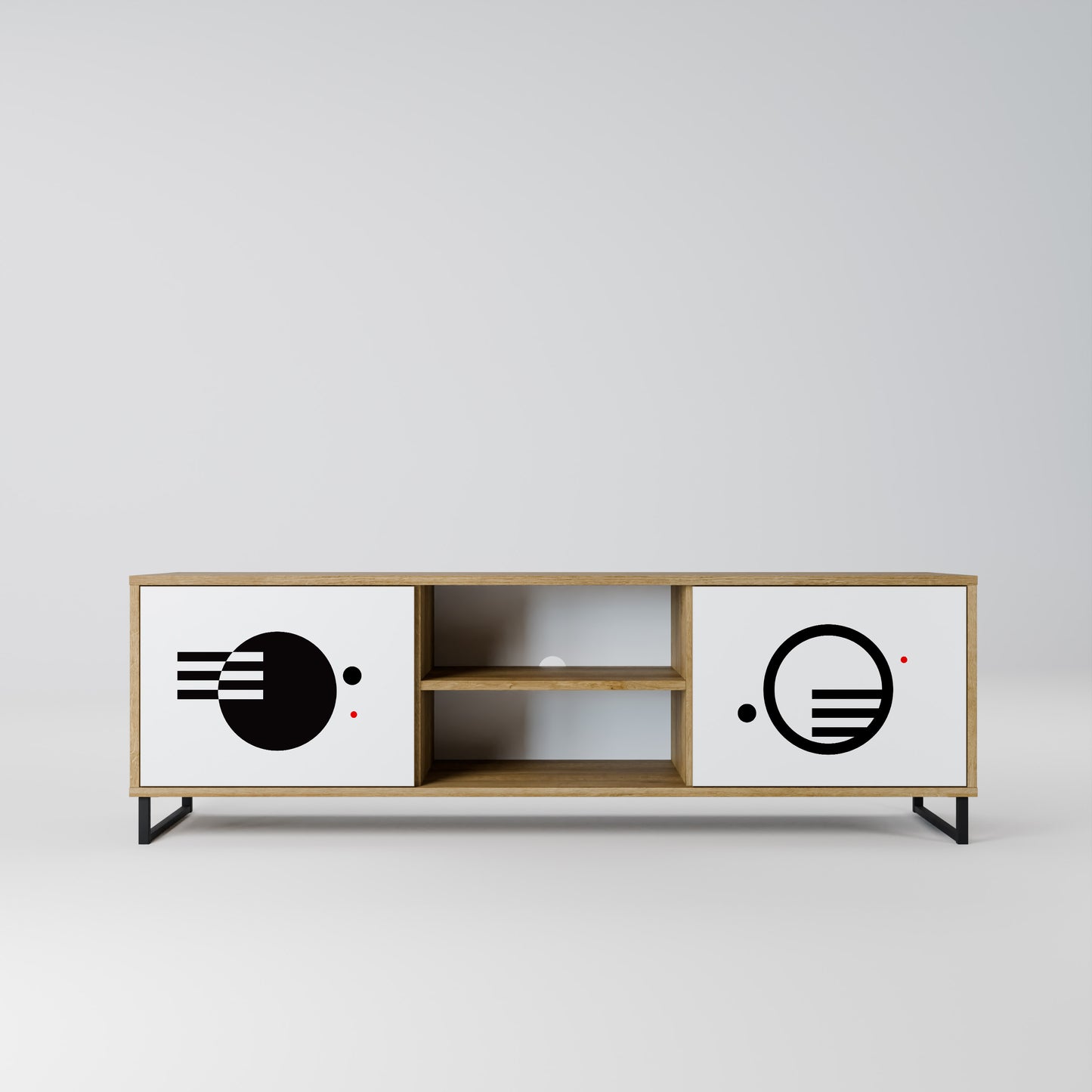 Mobile TV a 2 ante con combinazione bianco e nero effetto rovere