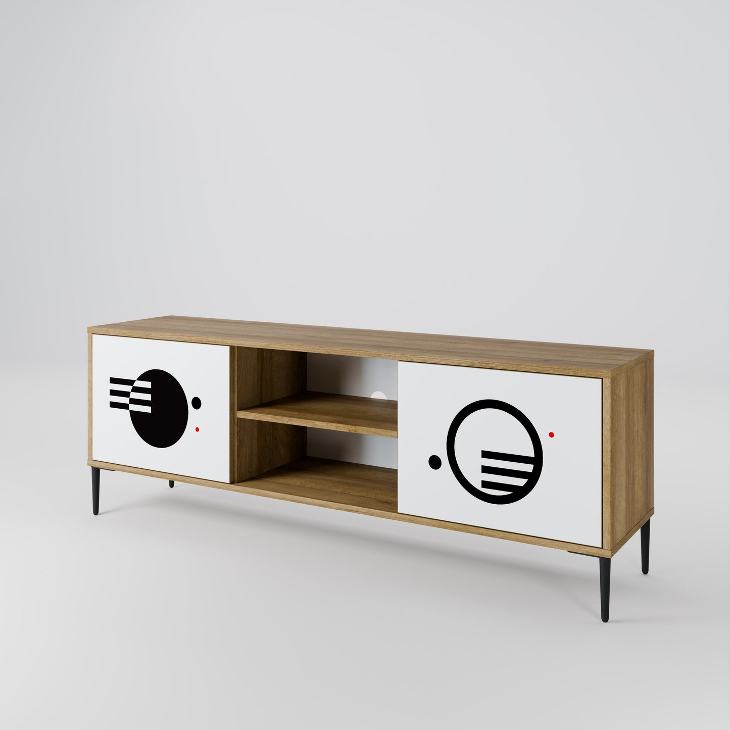 Mobile TV a 2 ante con combinazione bianco e nero effetto rovere