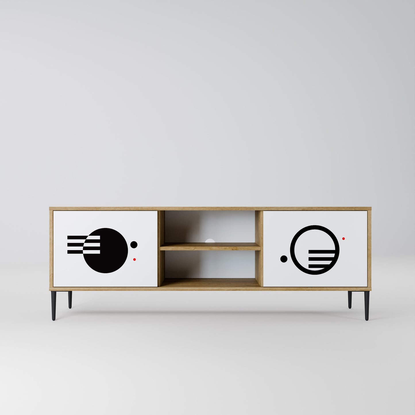 Mobile TV a 2 ante con combinazione bianco e nero effetto rovere