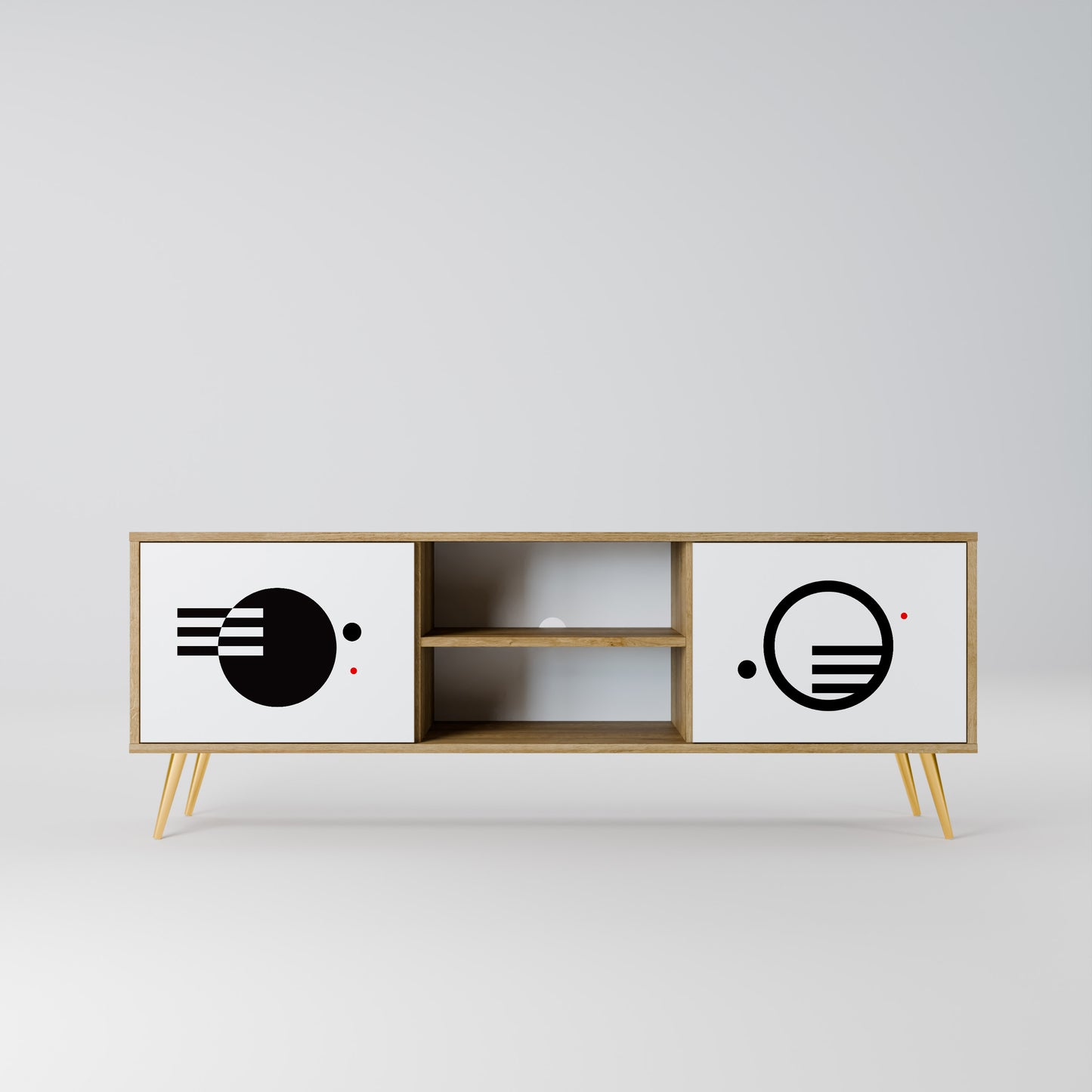 Mobile TV a 2 ante con combinazione bianco e nero effetto rovere