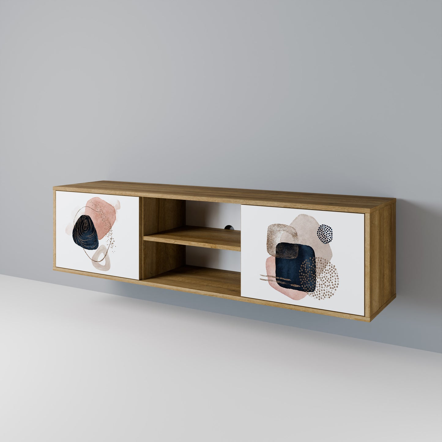 Mobile TV a 2 ante COLORFUL SHAPES in effetto rovere