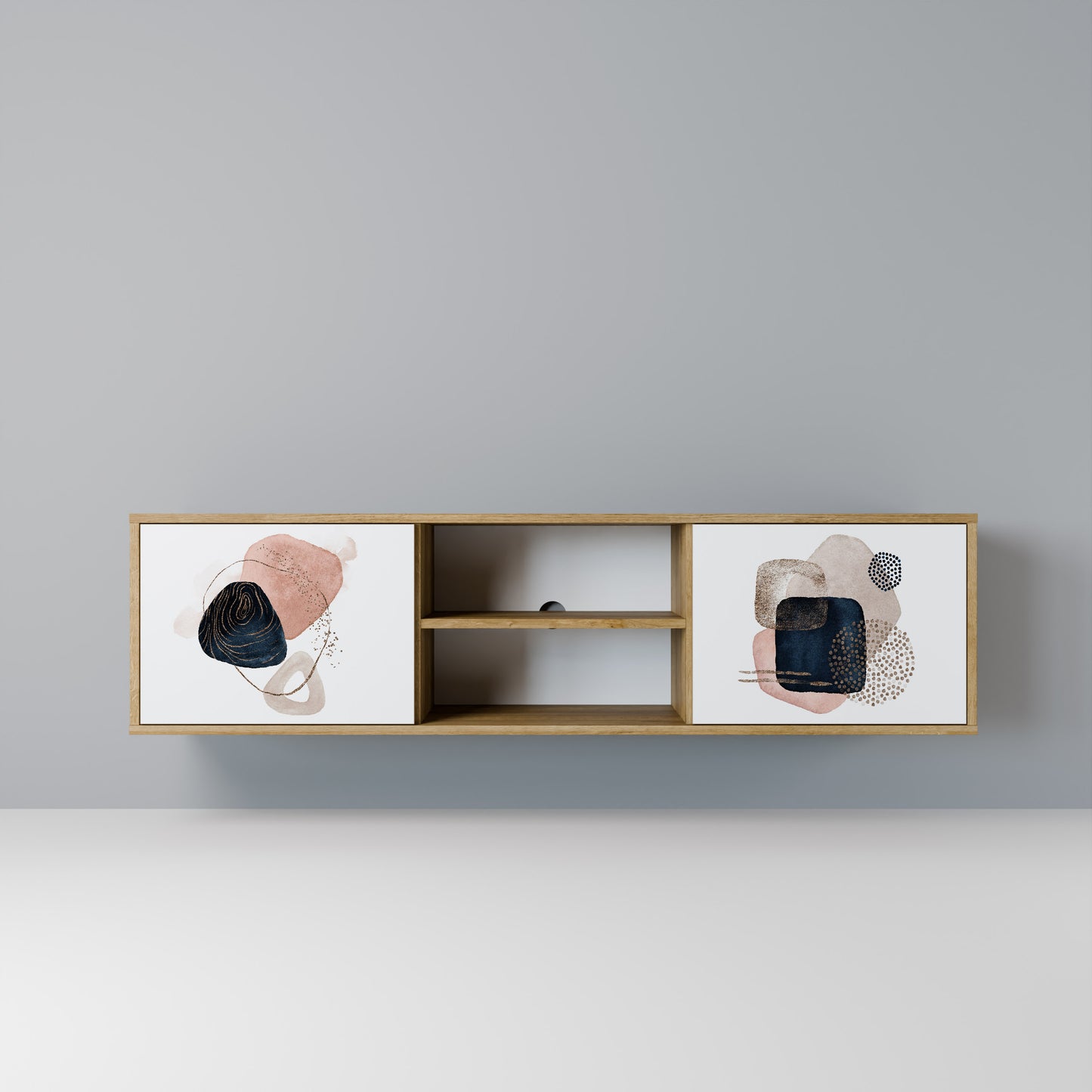 Mobile TV a 2 ante COLORFUL SHAPES in effetto rovere