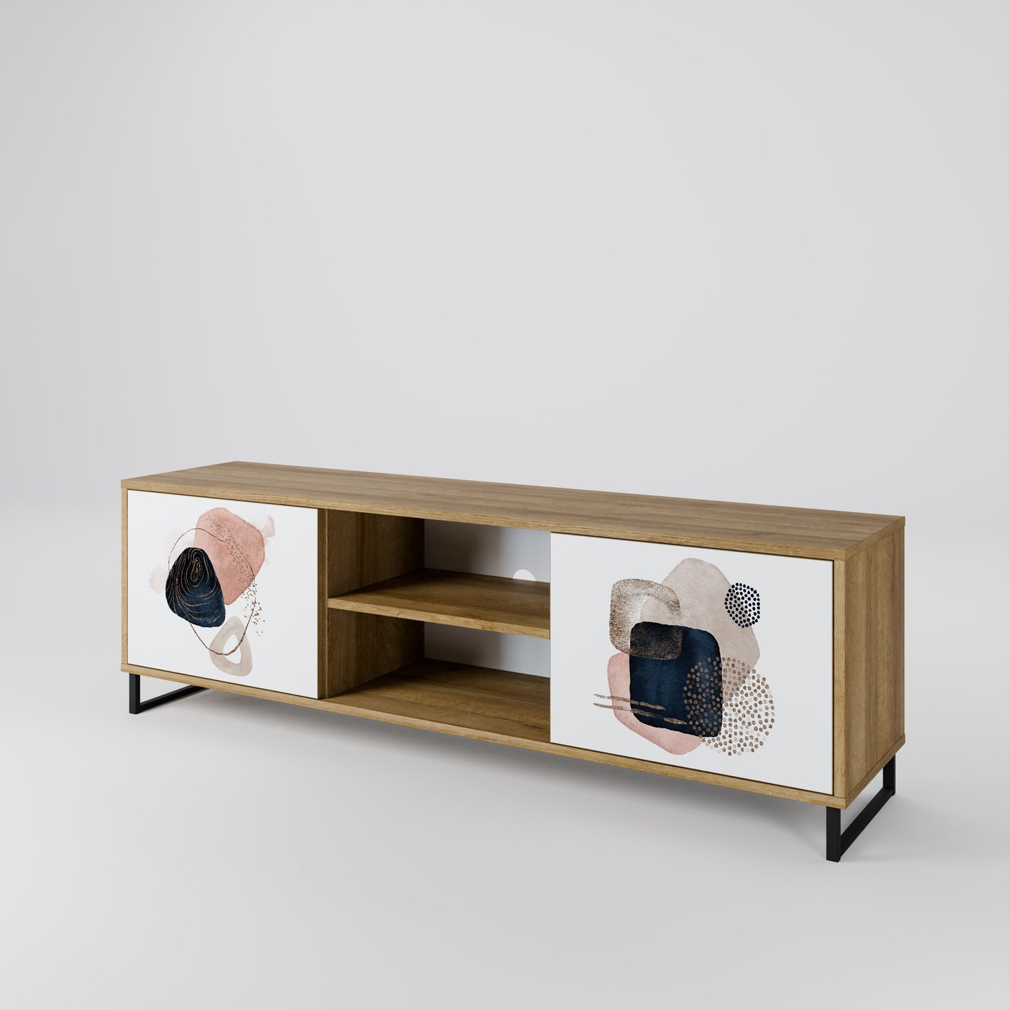 Mobile TV a 2 ante COLORFUL SHAPES in effetto rovere