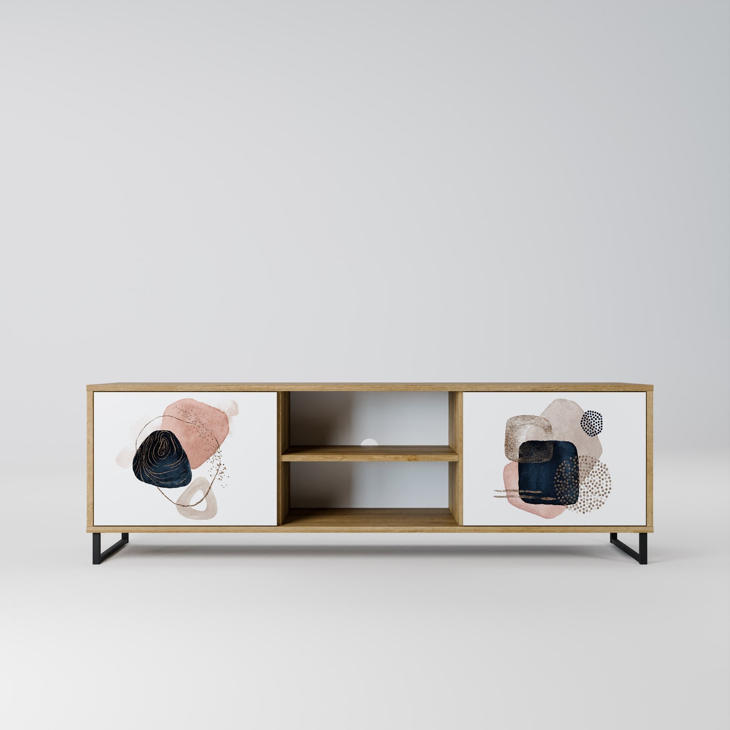 Mobile TV a 2 ante COLORFUL SHAPES in effetto rovere