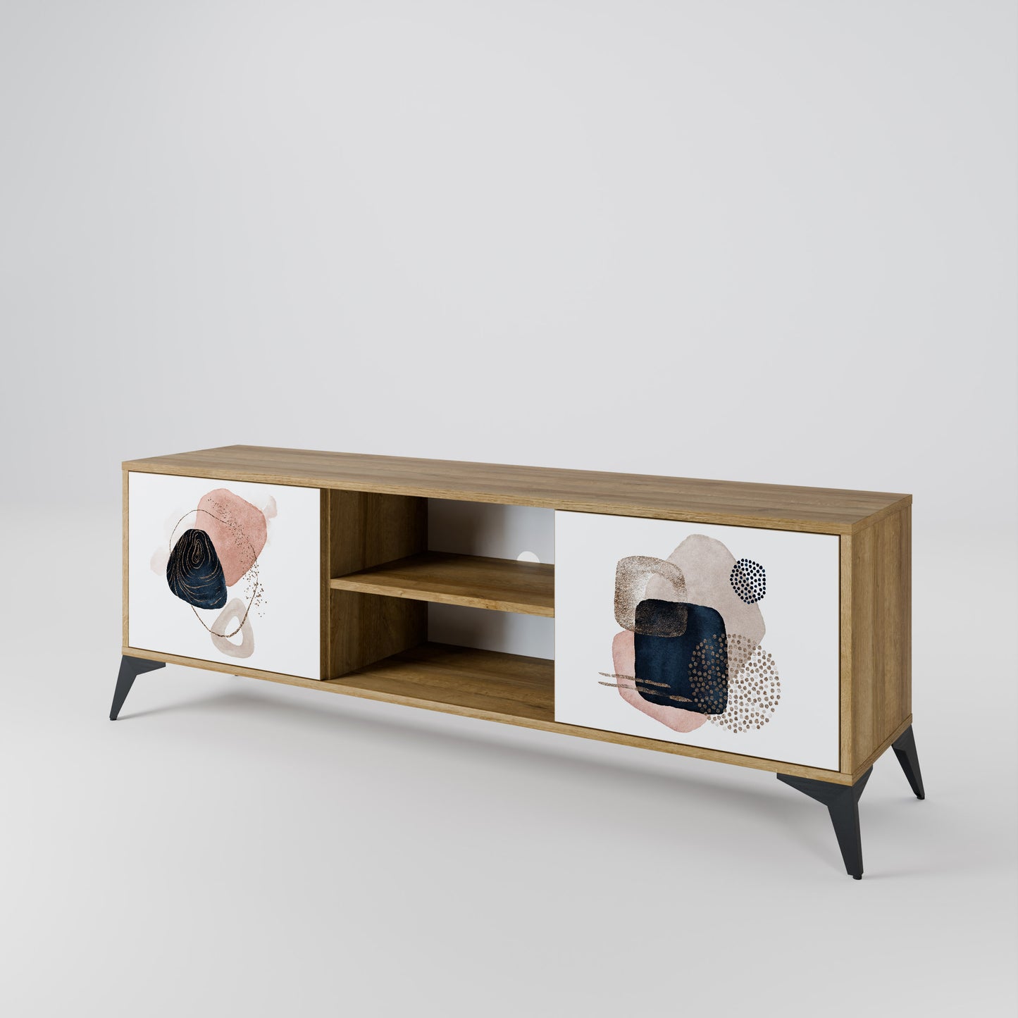 Mobile TV a 2 ante COLORFUL SHAPES in effetto rovere