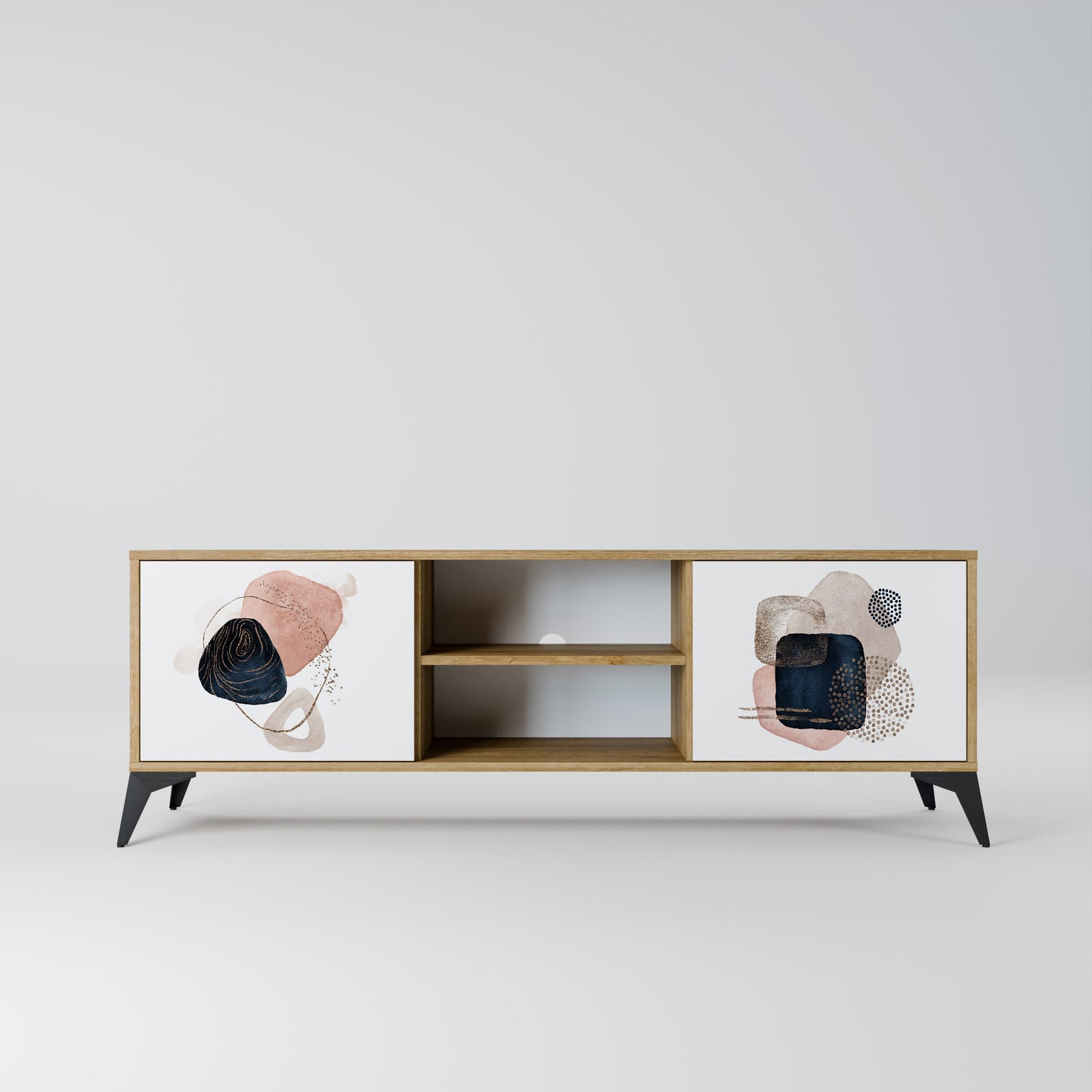 Mobile TV a 2 ante COLORFUL SHAPES in effetto rovere