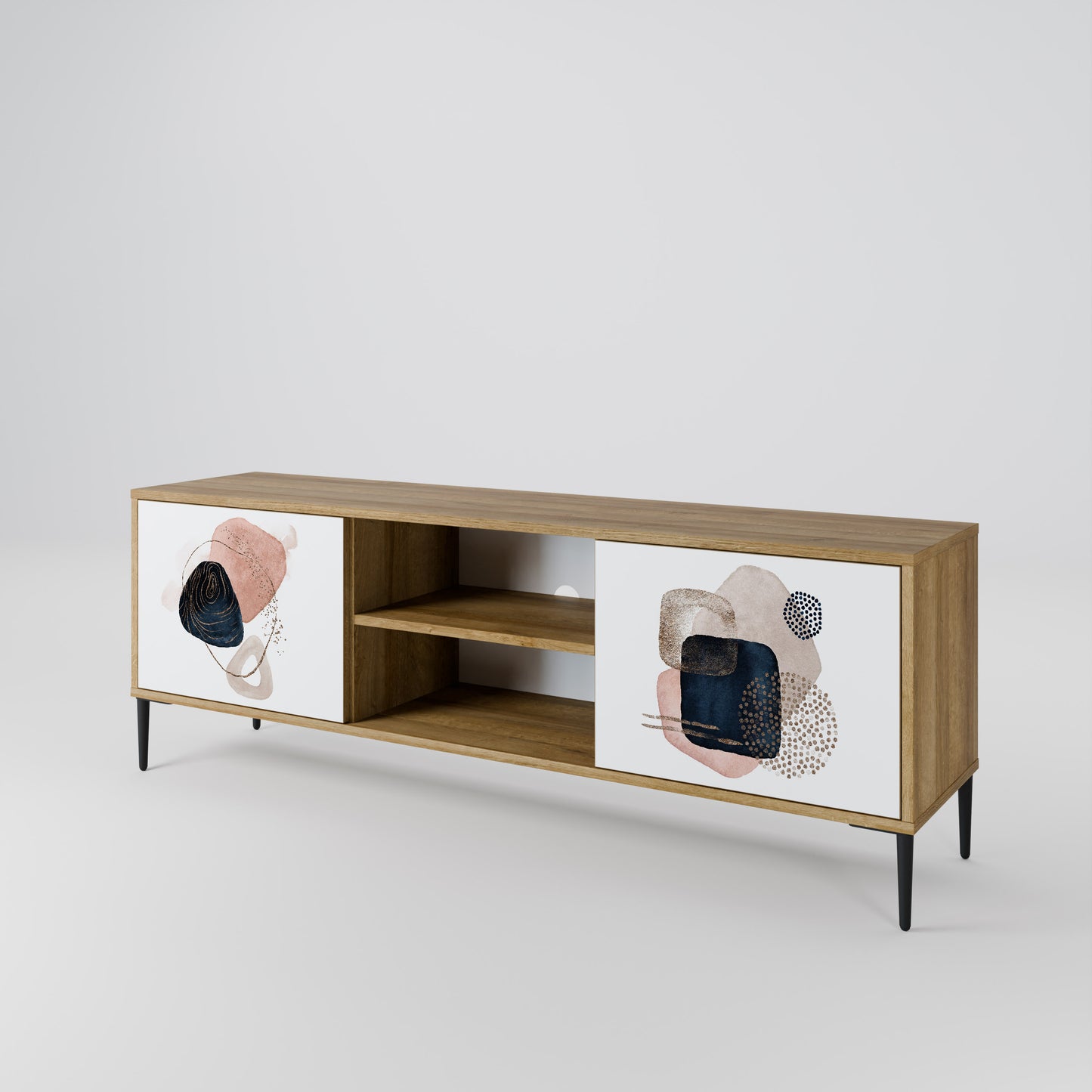 Mobile TV a 2 ante COLORFUL SHAPES in effetto rovere