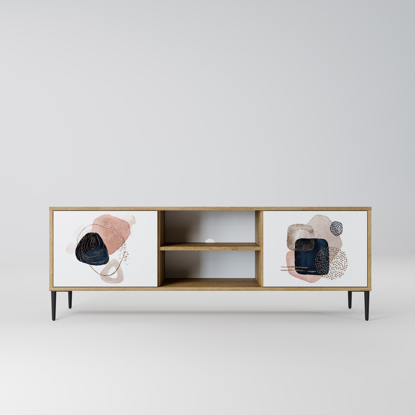 Mobile TV a 2 ante COLORFUL SHAPES in effetto rovere