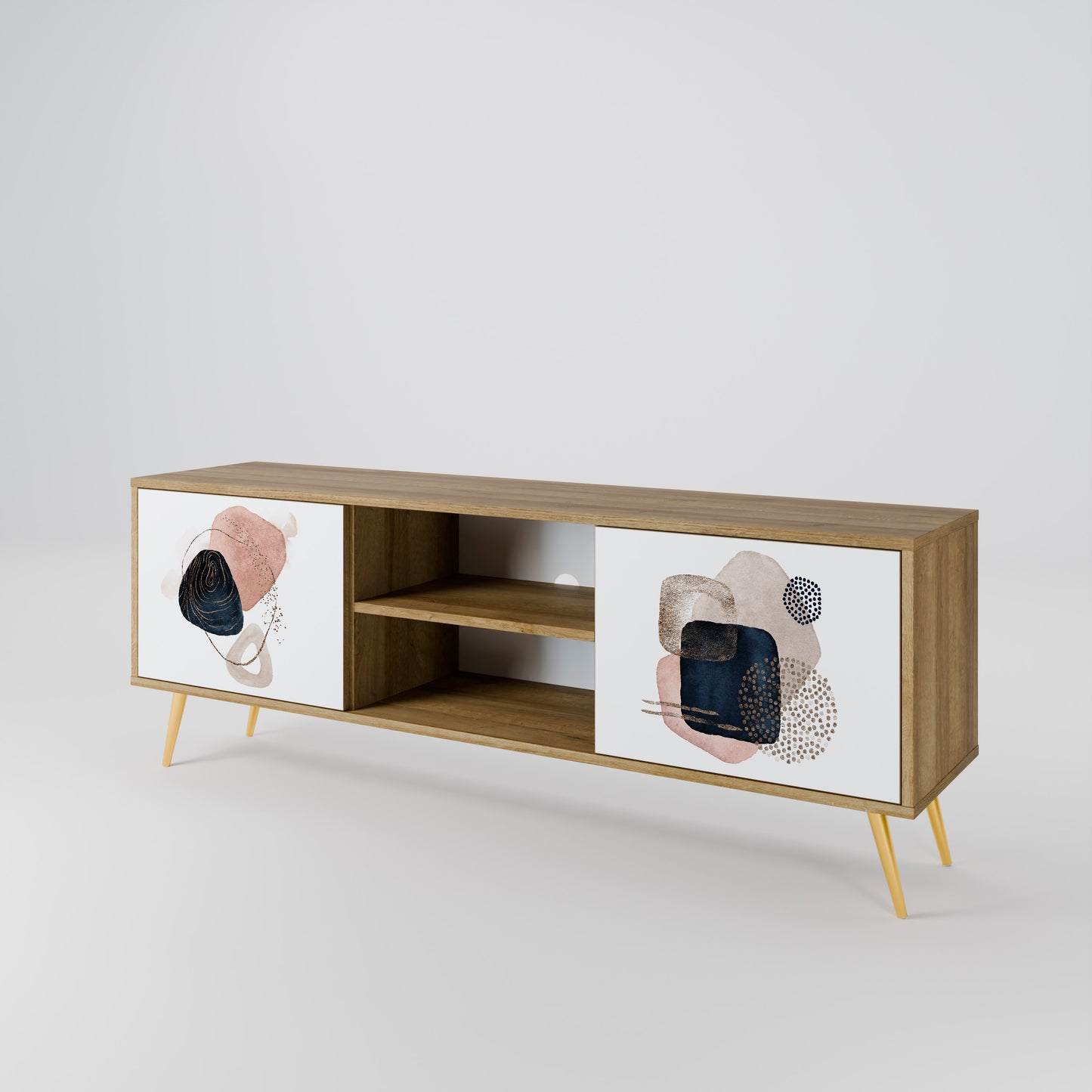 Mobile TV a 2 ante COLORFUL SHAPES in effetto rovere