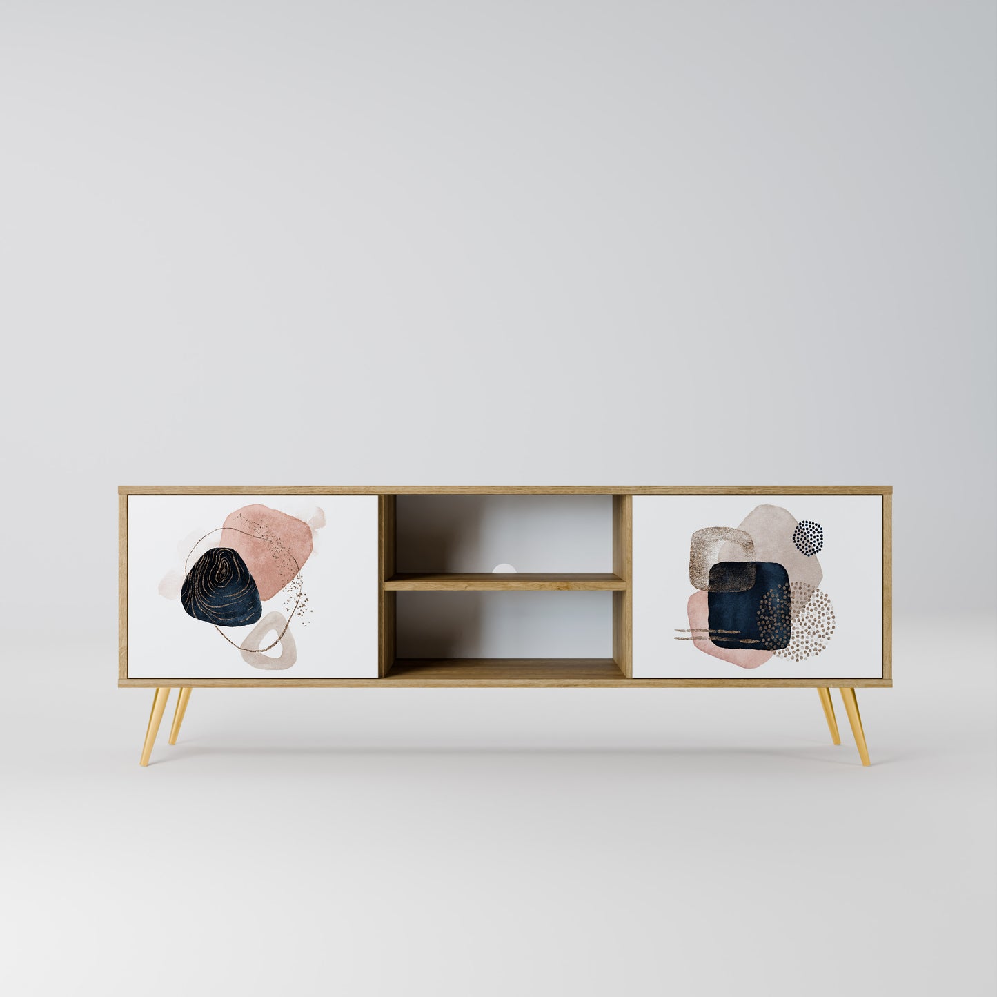 Mobile TV a 2 ante COLORFUL SHAPES in effetto rovere