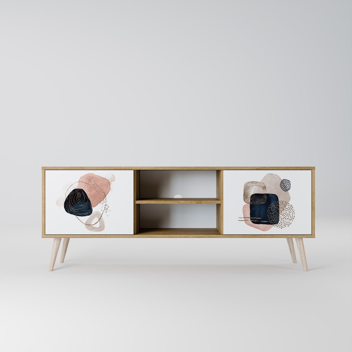 Mobile TV a 2 ante COLORFUL SHAPES in effetto rovere