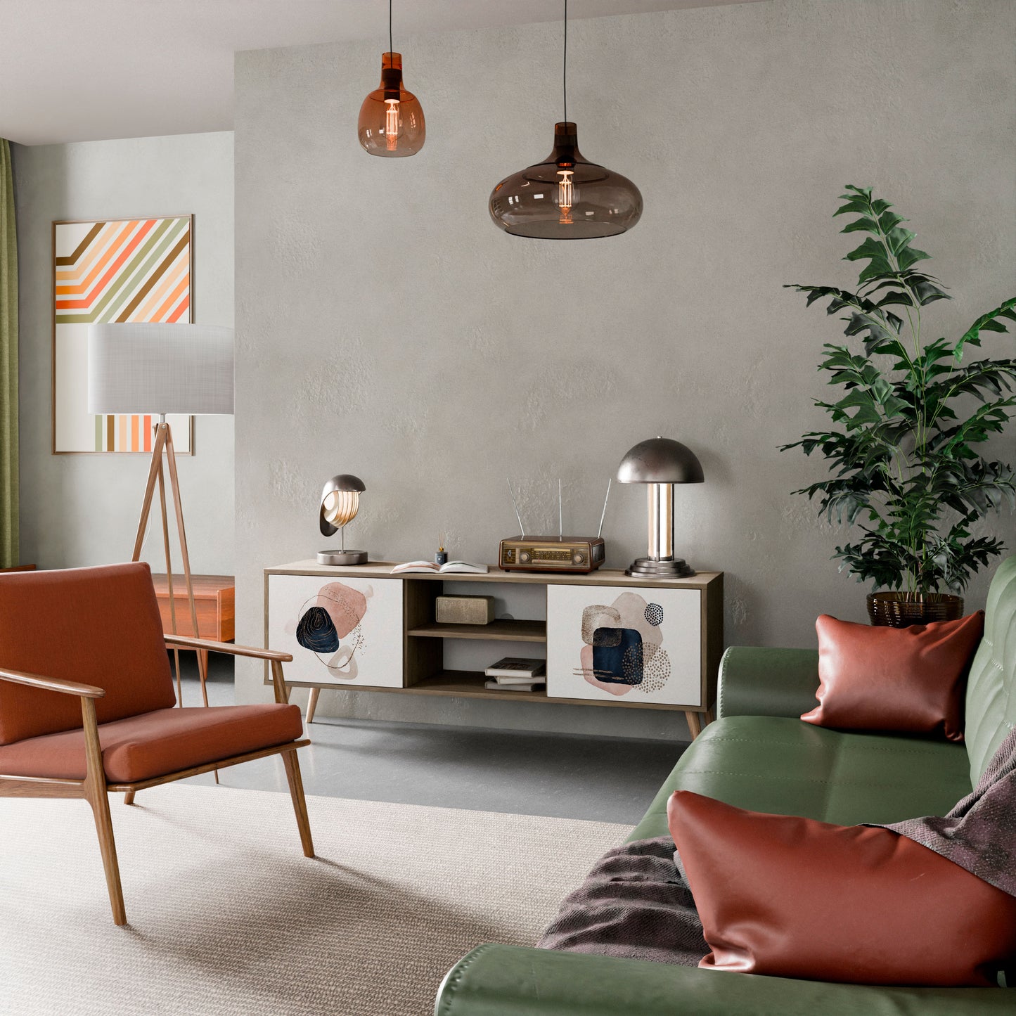 Mobile TV a 2 ante COLORFUL SHAPES in effetto rovere