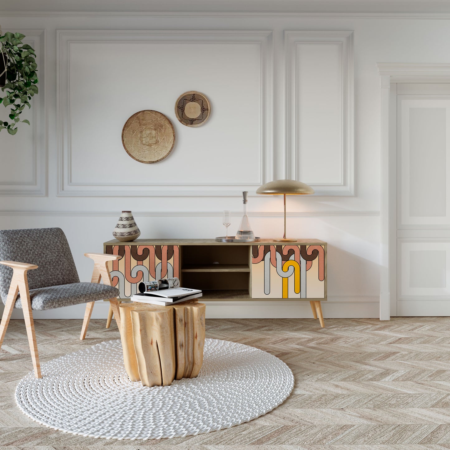 Mobile TV a 2 ante COLORFUL STRINGS in effetto rovere