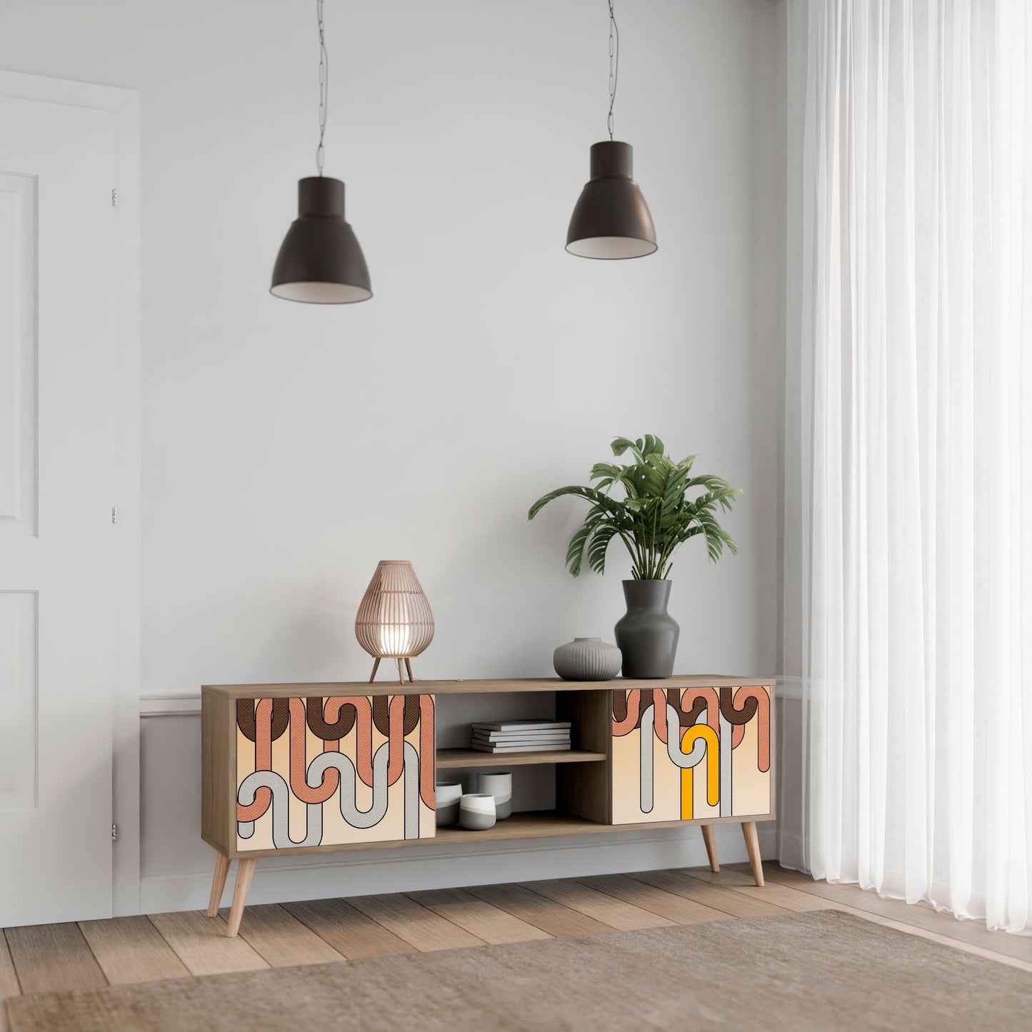 Mobile TV a 2 ante COLORFUL STRINGS in effetto rovere