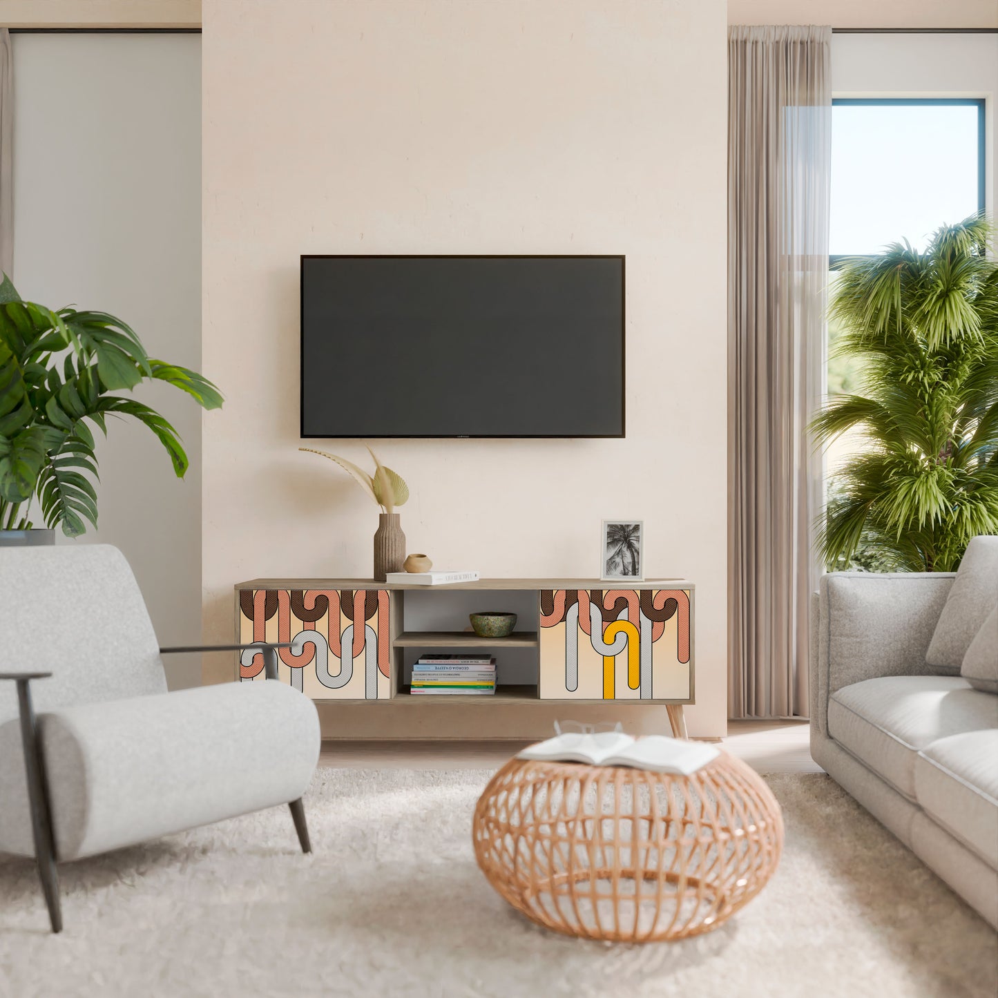 Mobile TV a 2 ante COLORFUL STRINGS in effetto rovere