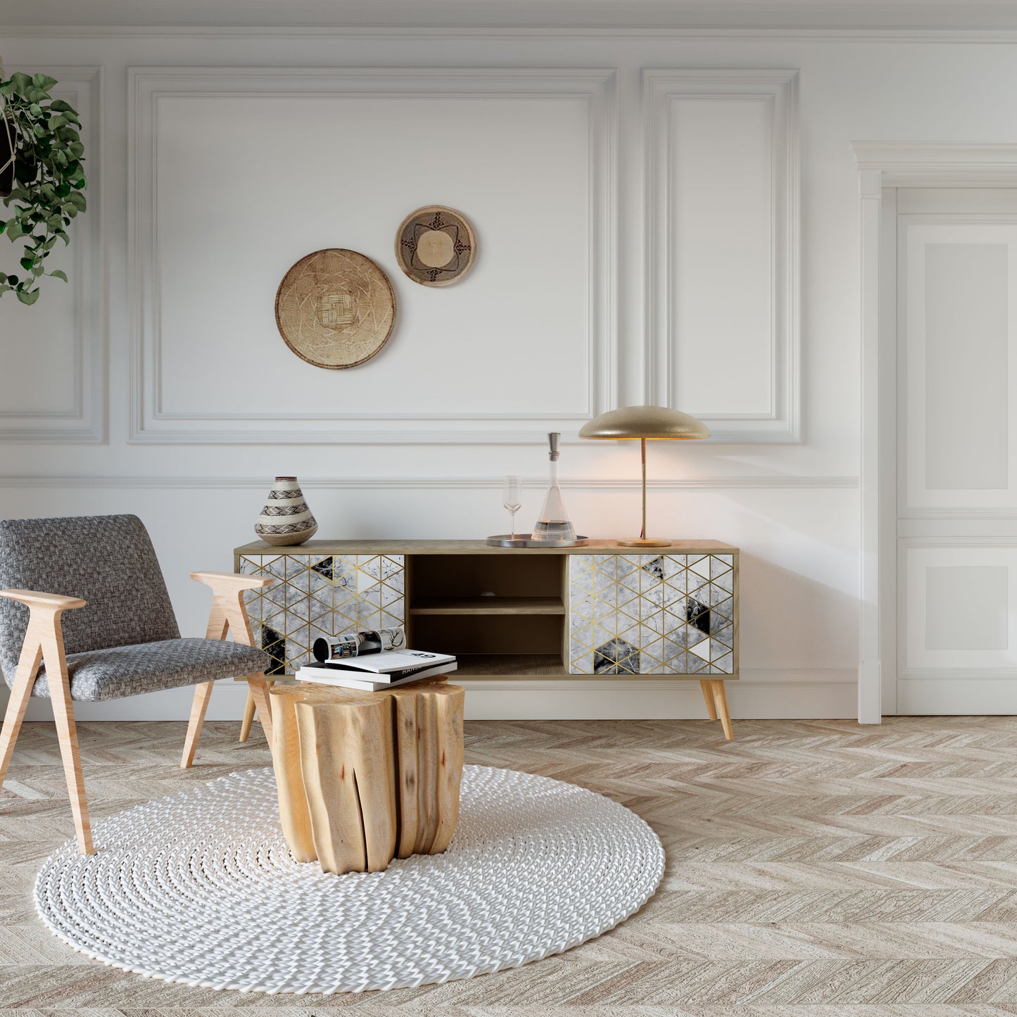 Mobile TV ASHEN ARIA a 2 ante in effetto rovere