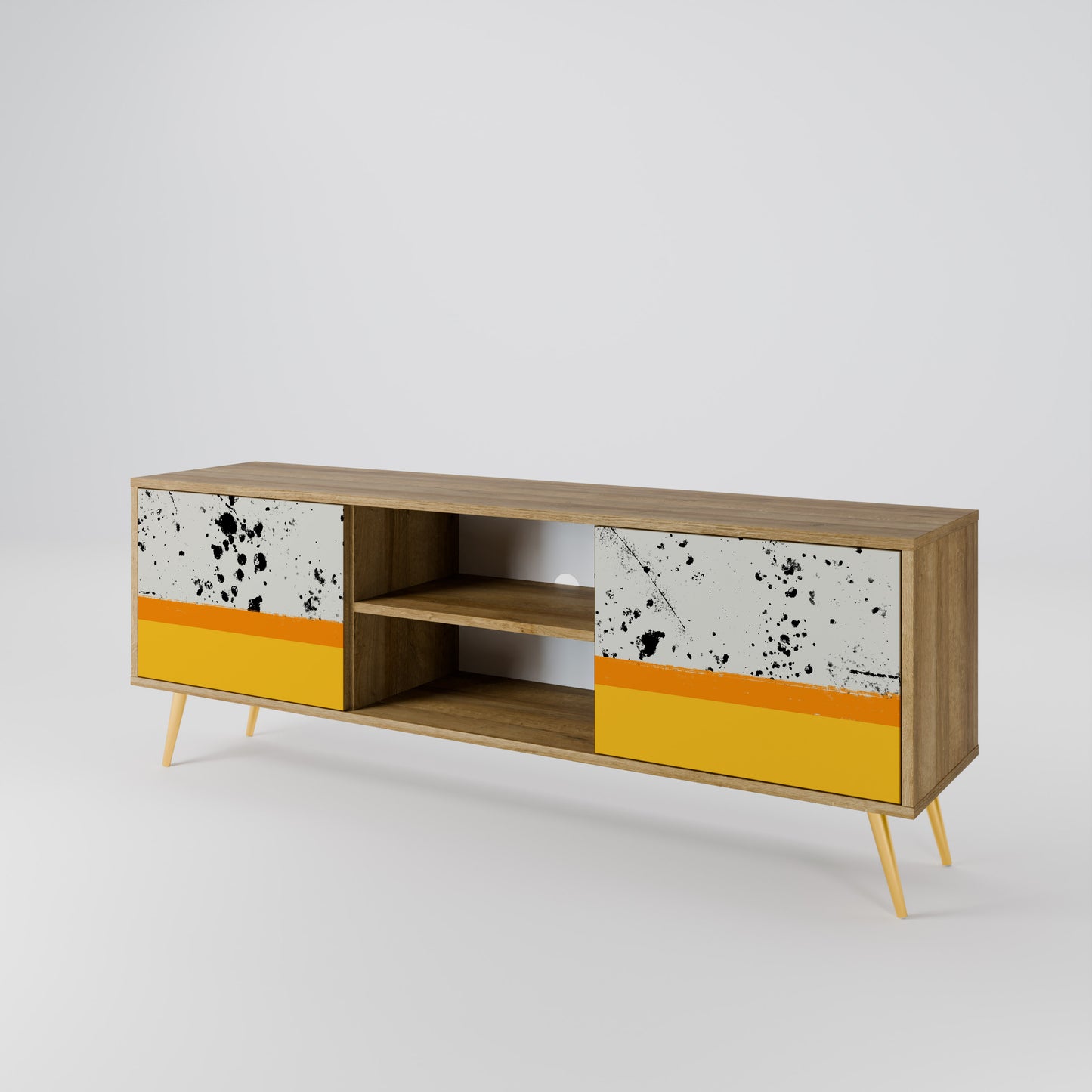 Mobile TV a 2 ante DYED BY ORANGE in effetto rovere