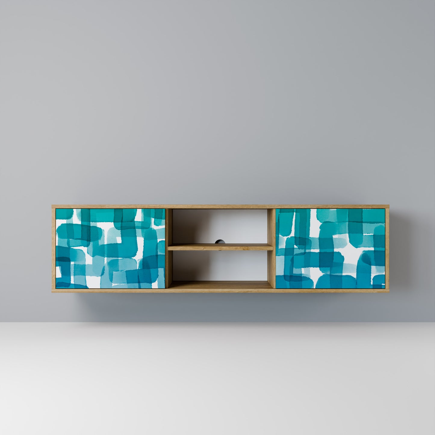 Mobile TV TURQUOISE RECTANGLES a 2 ante effetto rovere