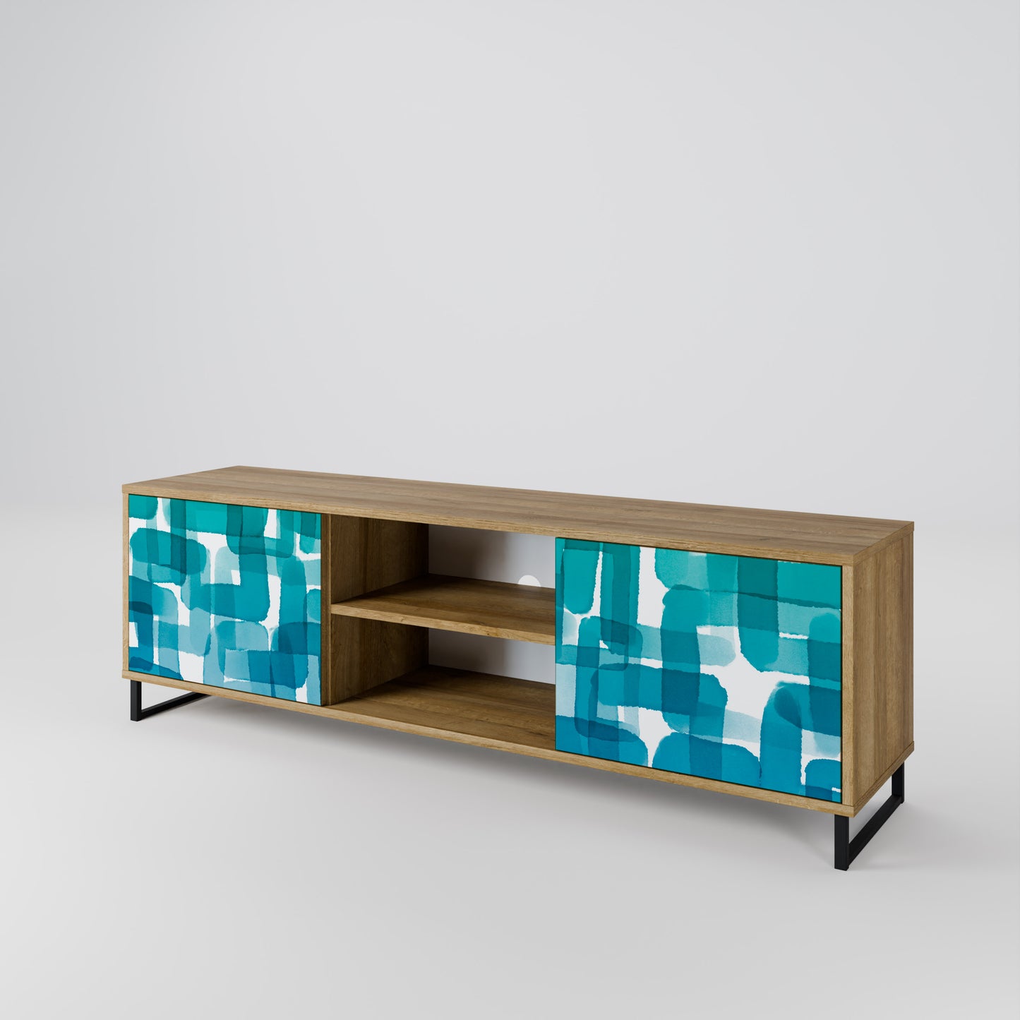 Mobile TV TURQUOISE RECTANGLES a 2 ante effetto rovere
