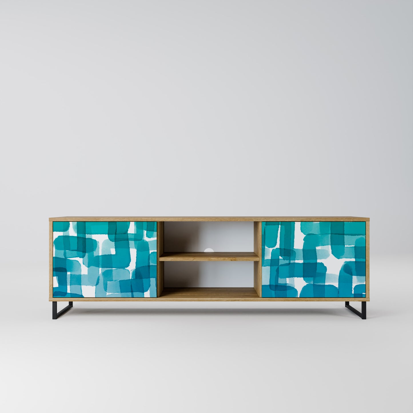 Mobile TV TURQUOISE RECTANGLES a 2 ante effetto rovere