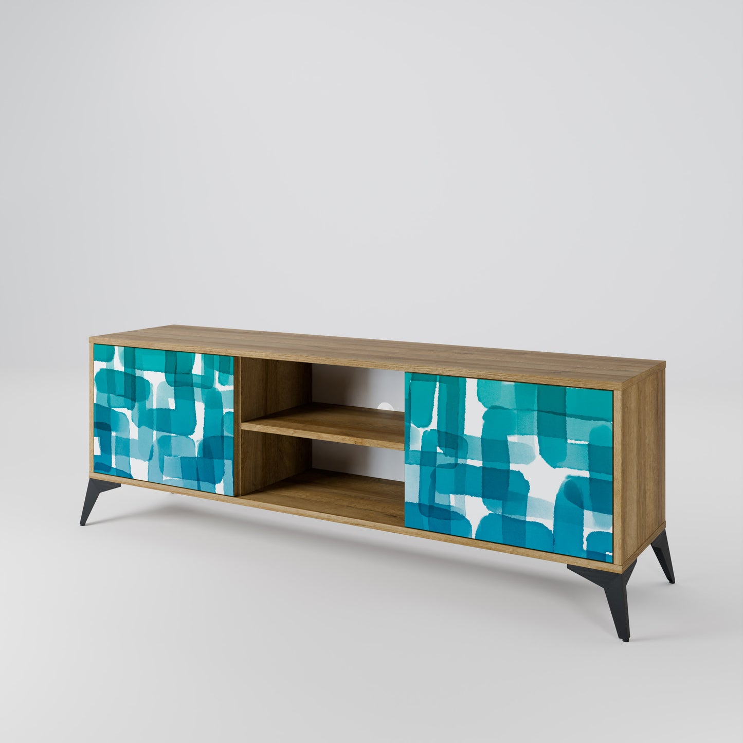 Mobile TV TURQUOISE RECTANGLES a 2 ante effetto rovere
