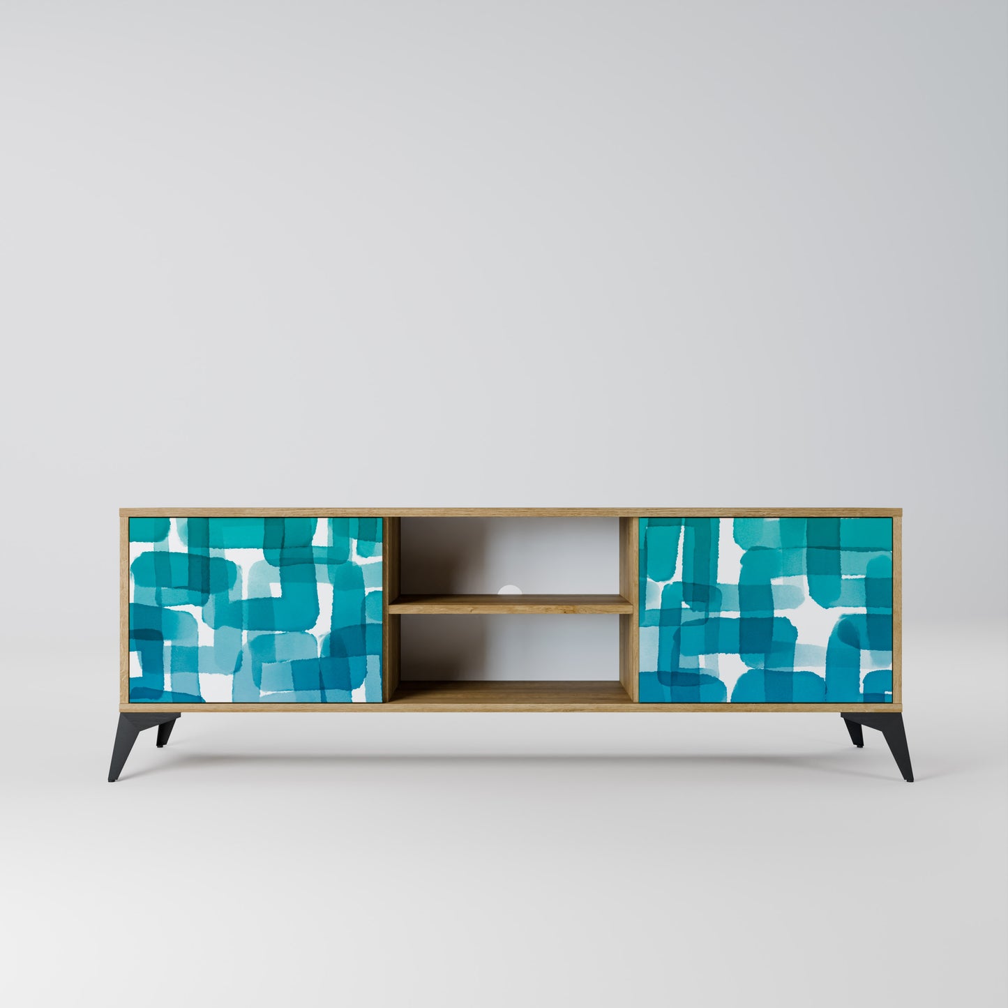 Mobile TV TURQUOISE RECTANGLES a 2 ante effetto rovere