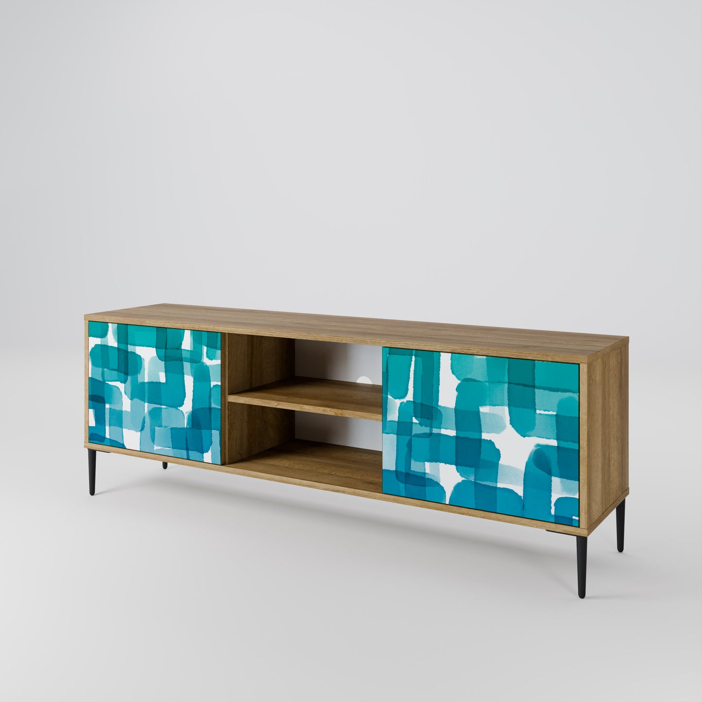 Mobile TV TURQUOISE RECTANGLES a 2 ante effetto rovere