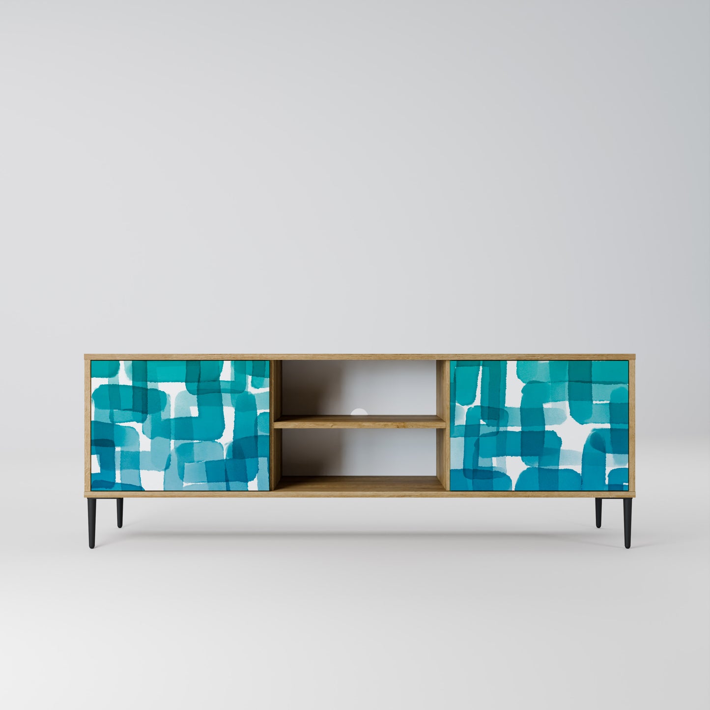 Mobile TV TURQUOISE RECTANGLES a 2 ante effetto rovere