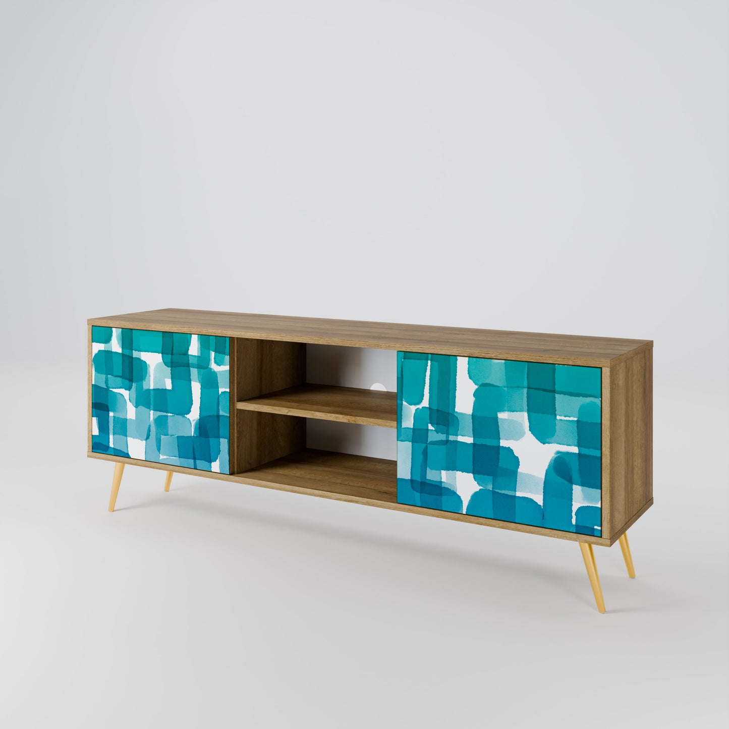 Mobile TV TURQUOISE RECTANGLES a 2 ante effetto rovere
