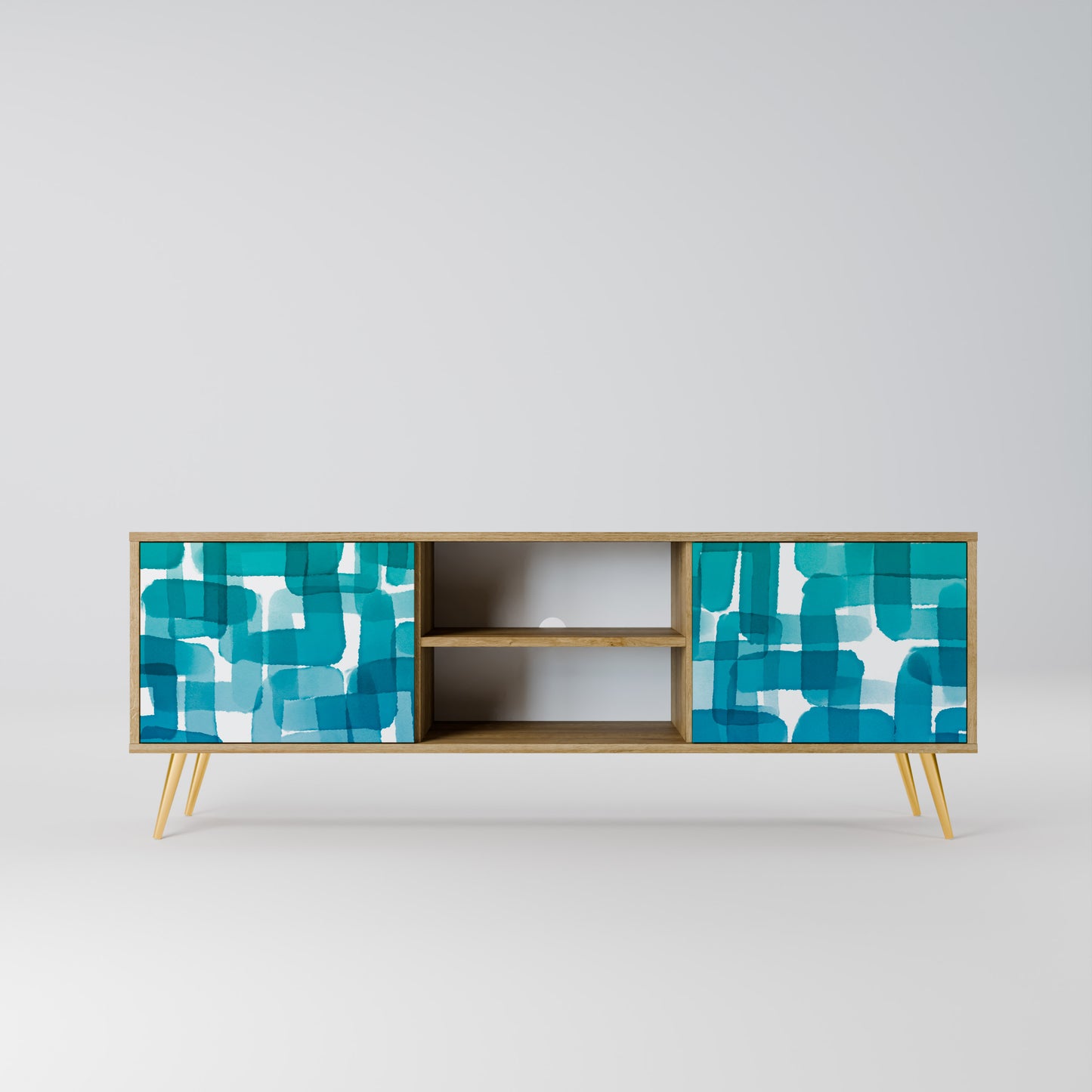 Mobile TV TURQUOISE RECTANGLES a 2 ante effetto rovere
