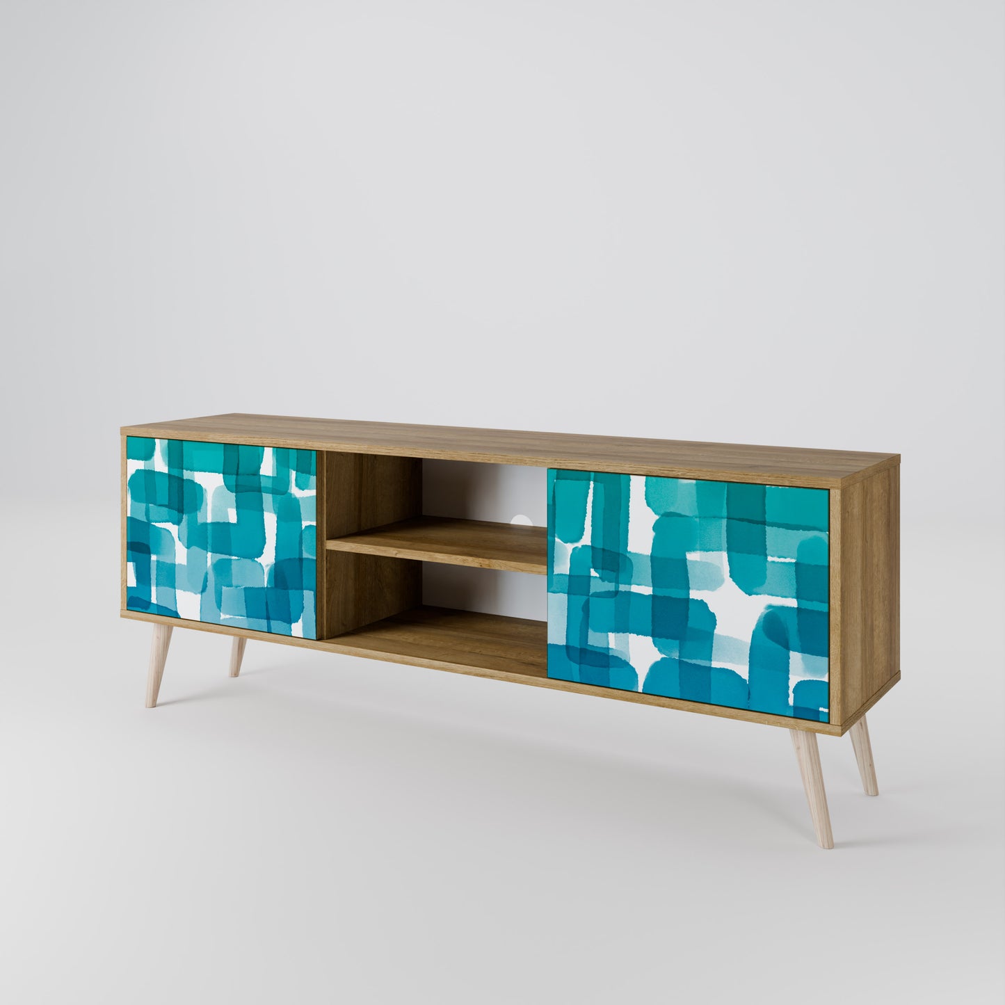 Mobile TV TURQUOISE RECTANGLES a 2 ante effetto rovere