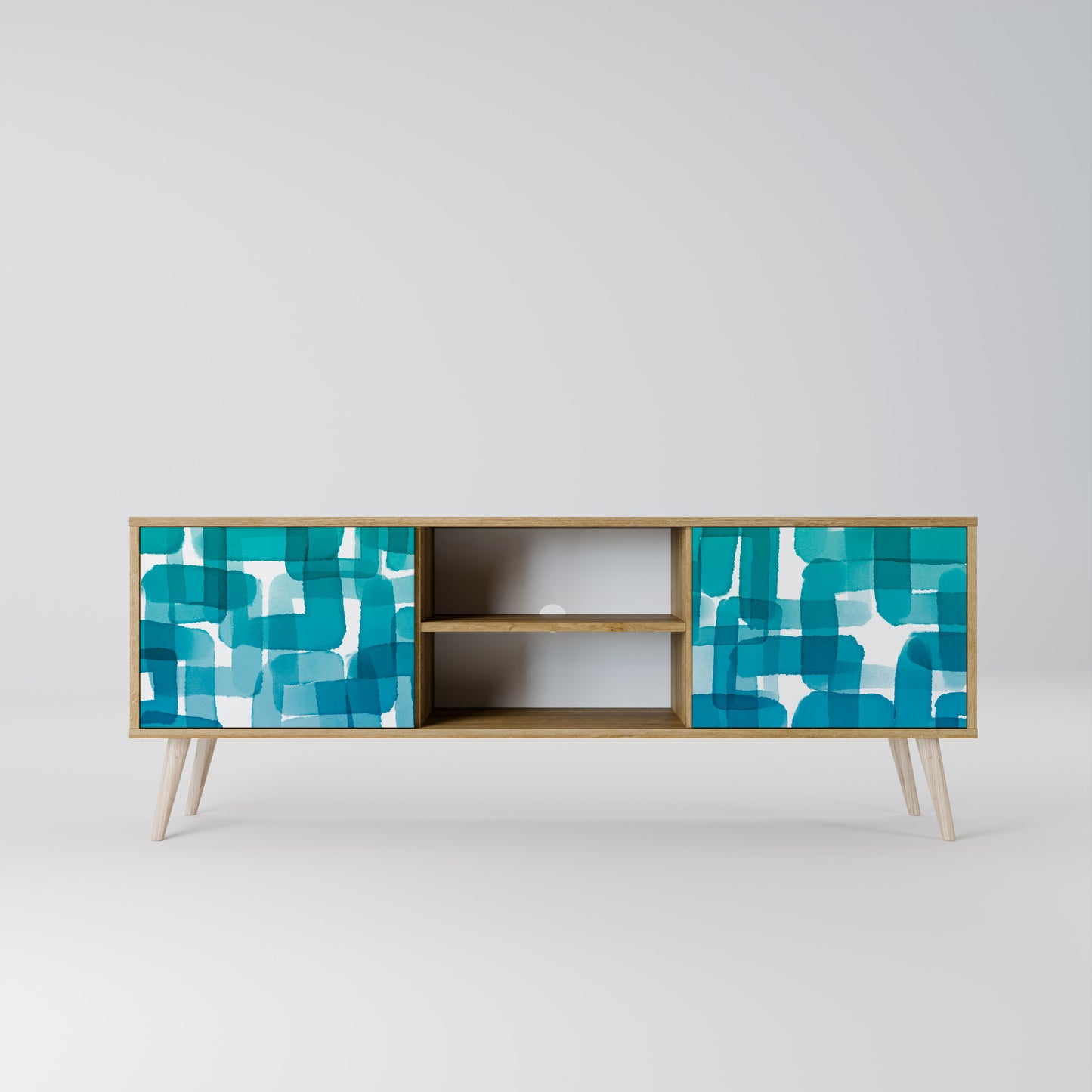 Mobile TV TURQUOISE RECTANGLES a 2 ante effetto rovere