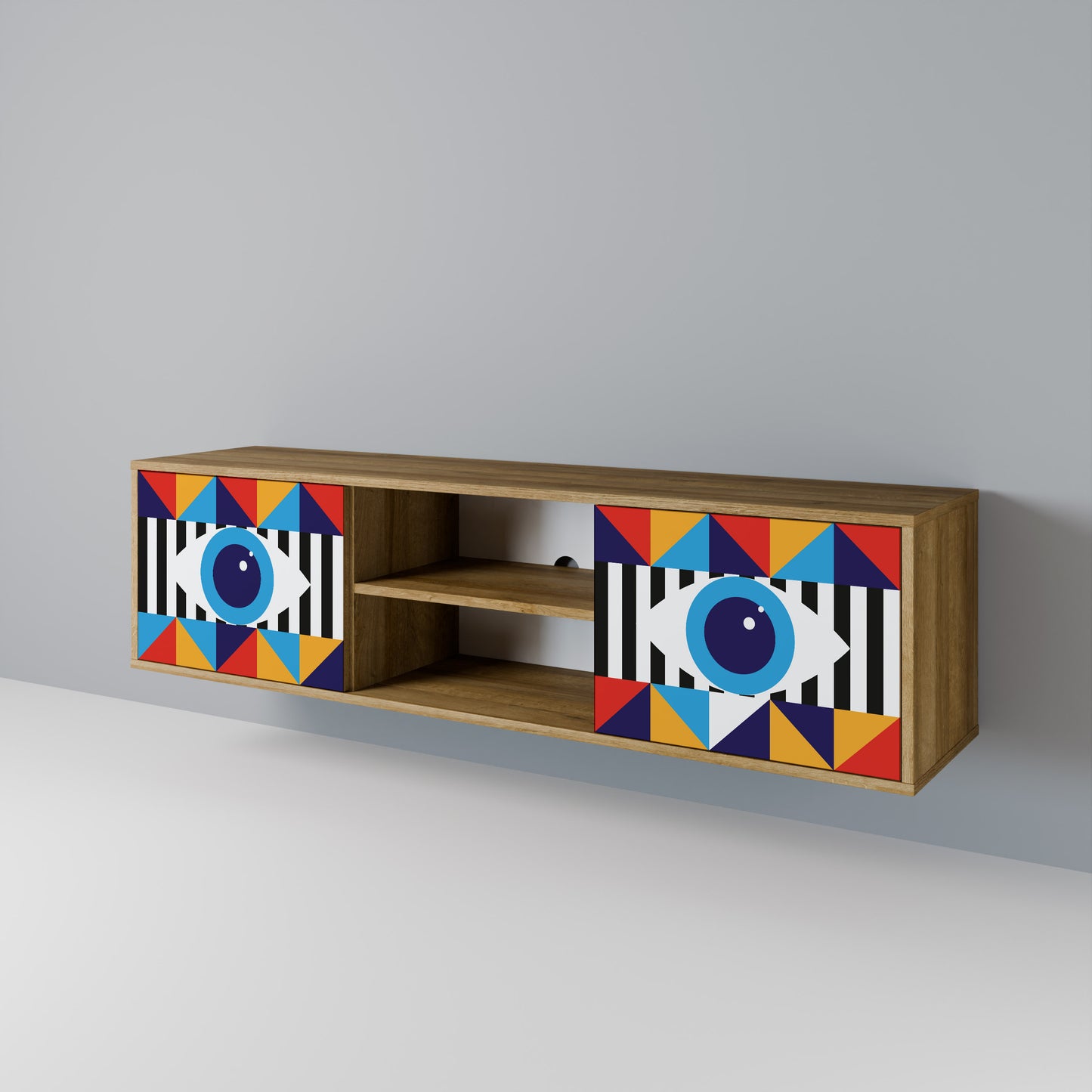 ASTRAZIONE E GEOMETRIA Mobile TV a 2 ante in effetto rovere