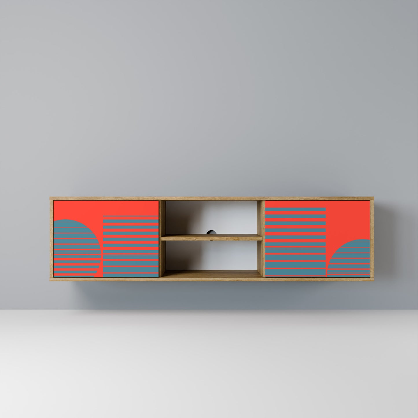 RISING GEOMETRY STARS 2-Door TV Stand in Oak Effect
