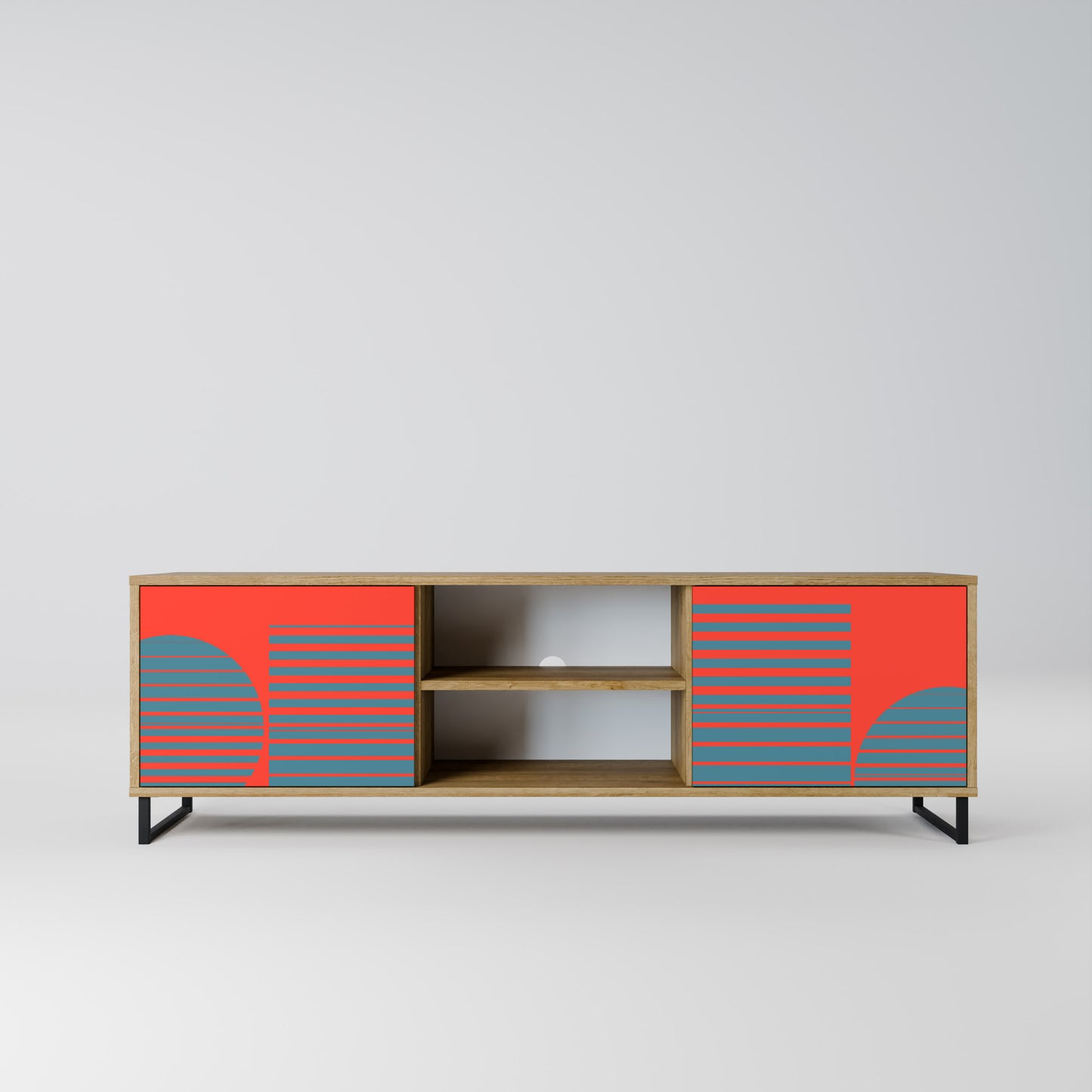 RISING GEOMETRY STARS 2-Door TV Stand in Oak Effect