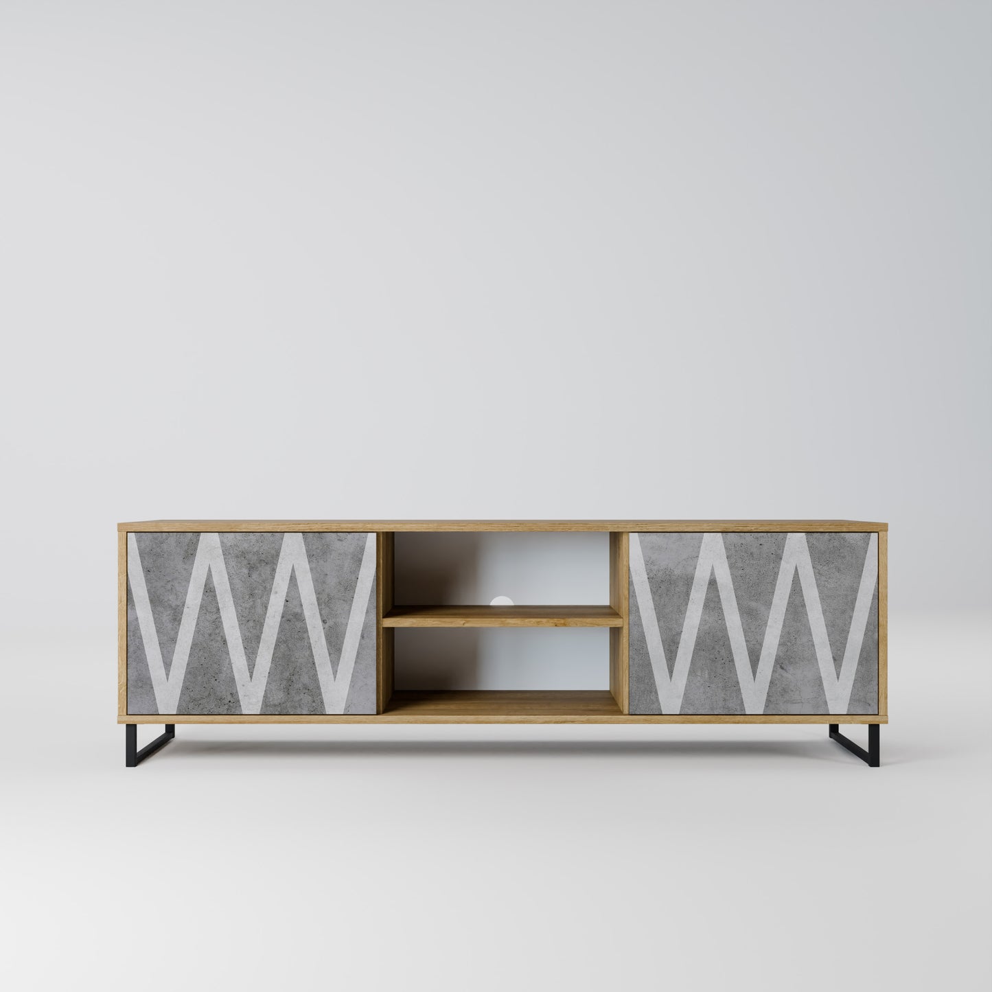 Mobile TV SOLID ZIG ZAG a 2 ante in effetto rovere