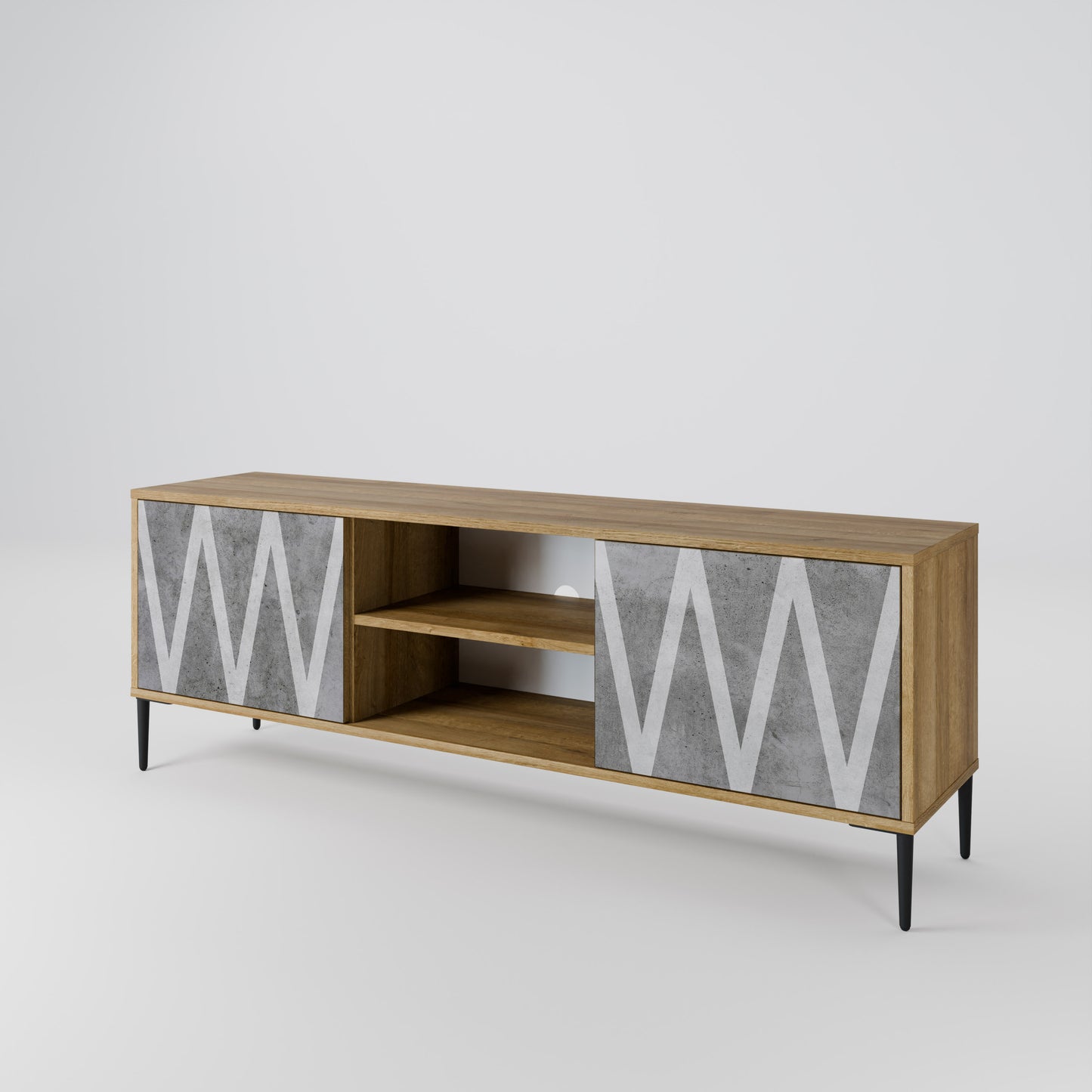 Mobile TV SOLID ZIG ZAG a 2 ante in effetto rovere