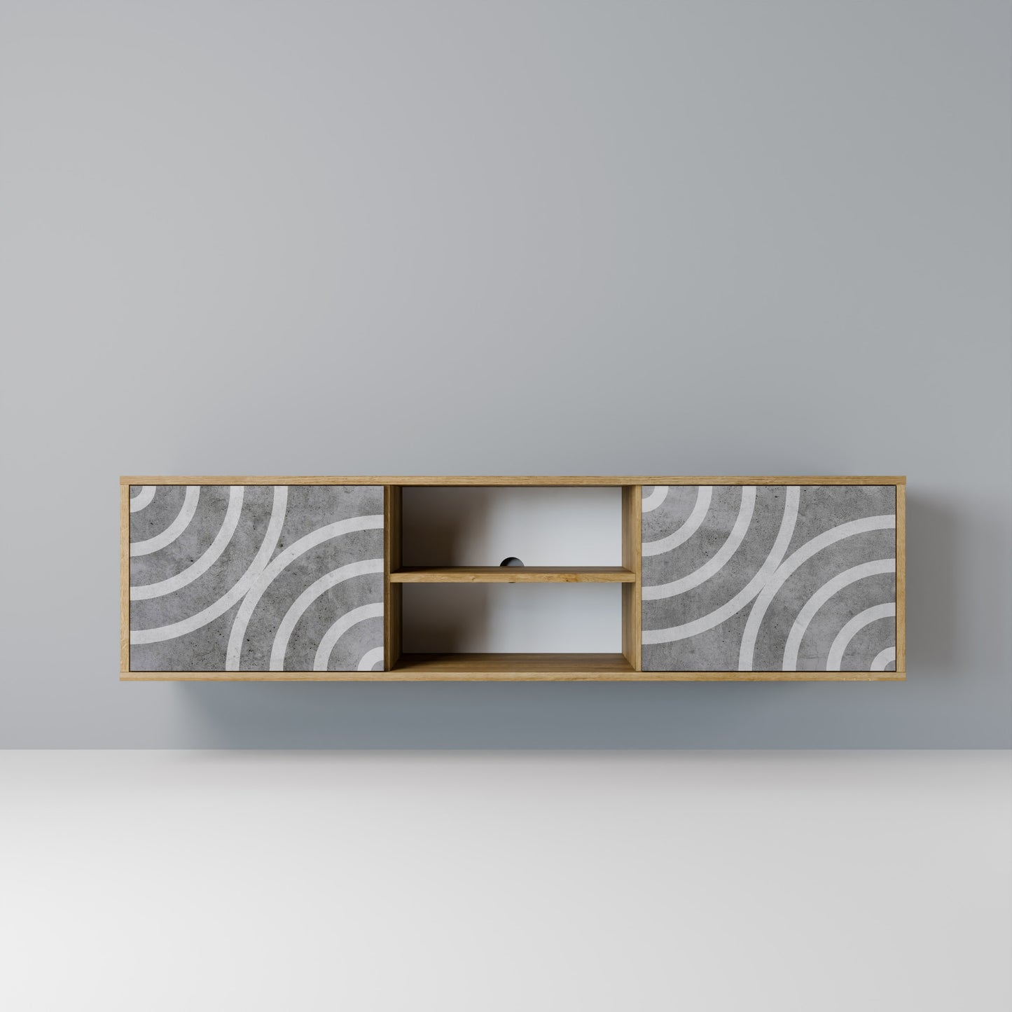 Mobile TV CIRCLE CONCRETE a 2 ante in effetto rovere