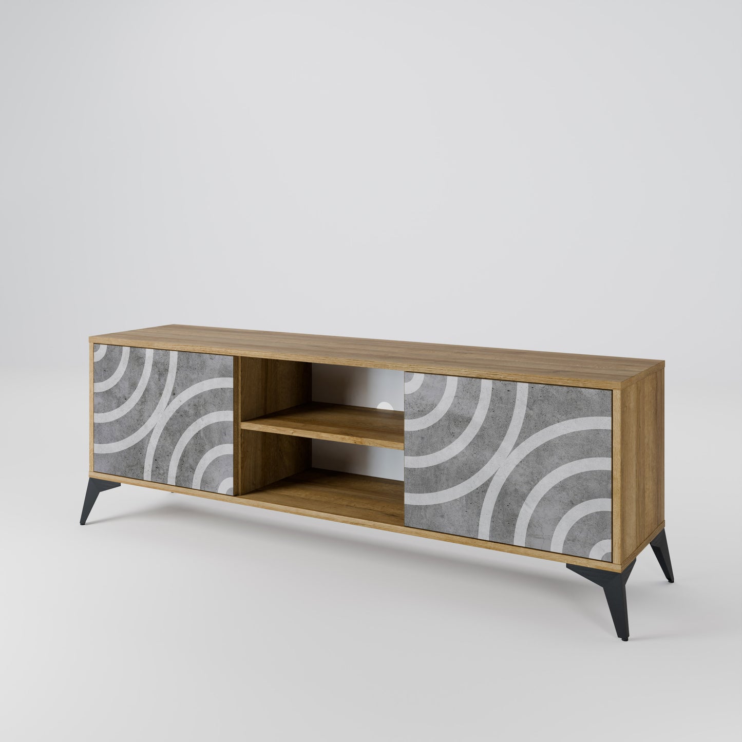 Mobile TV CIRCLE CONCRETE a 2 ante in effetto rovere